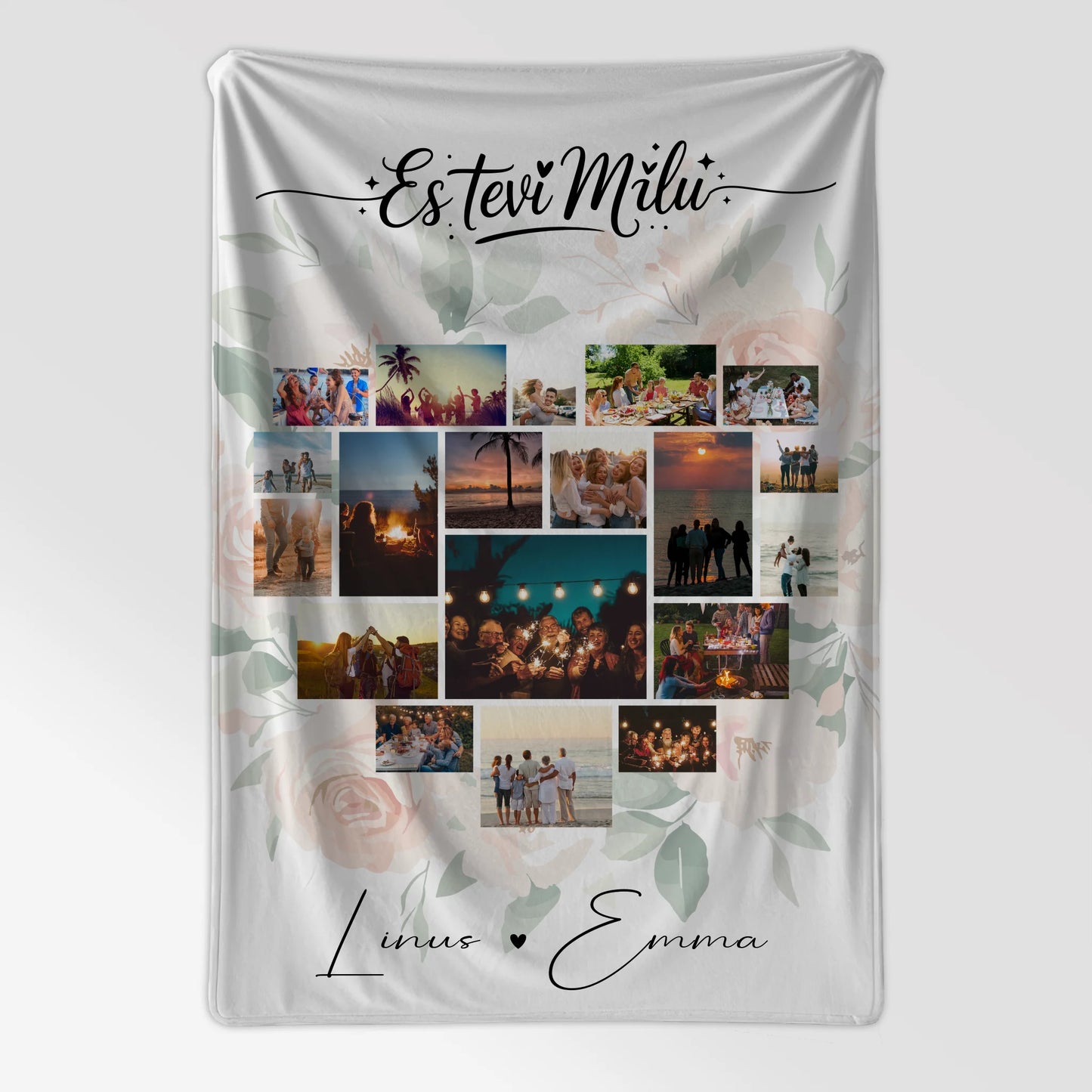 Personalisierte Kuscheldecke Mit Namen Fotocollage Liebe 19 Herz Fotos Es tevi mīlu Geschenk 7
