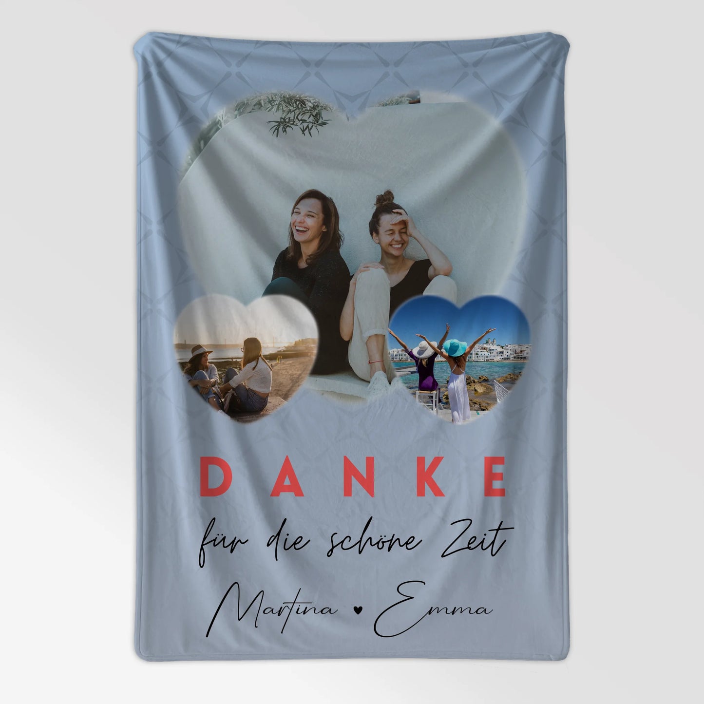 Personalisierte Namensdecke mit 3 Herz Fotos Danke Für Die Schöne Zeit Geschenk 7