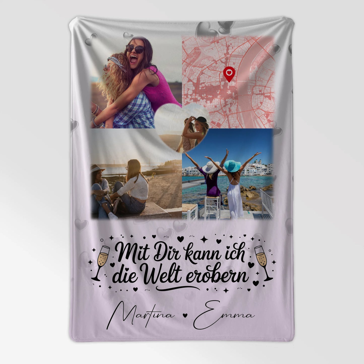 Kuscheldecke Mit Namen 3 Fotos und 1 Herz Foto Karte Mit dir kann ich die Welt erobern 7