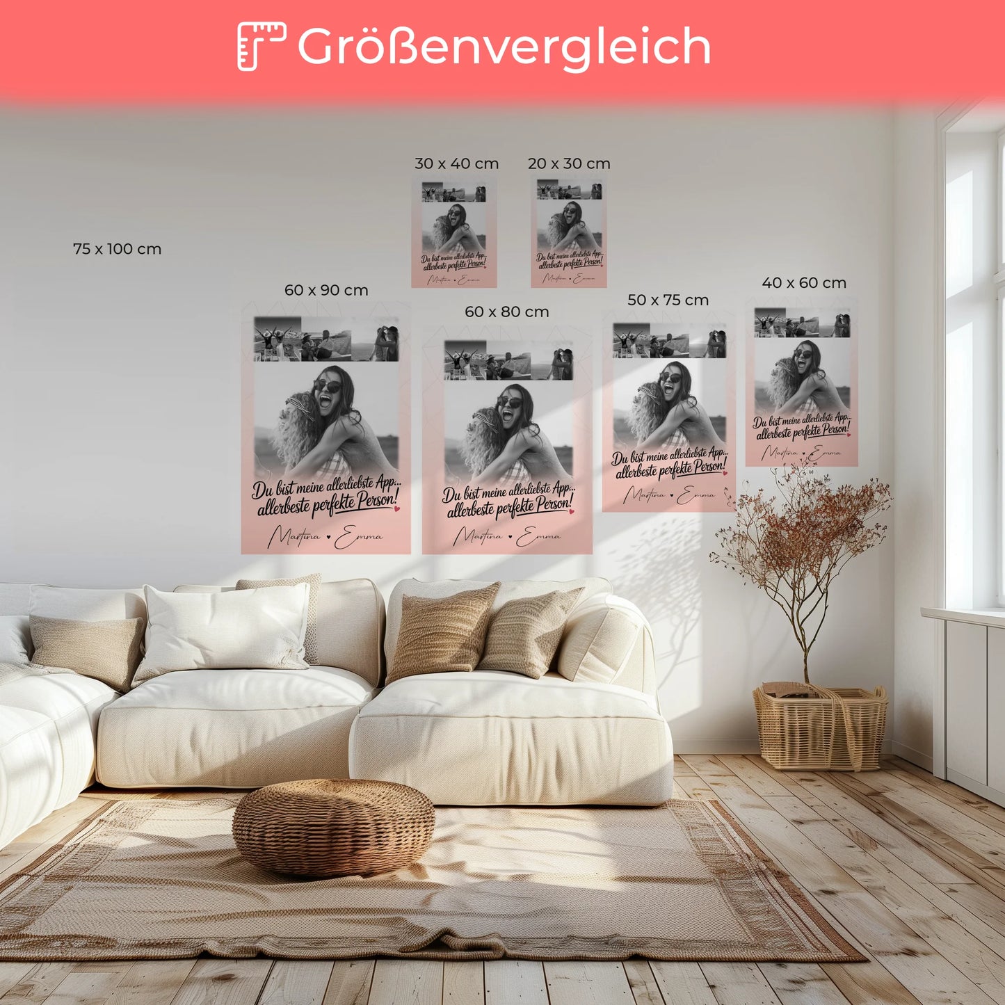 Personalisierte Leinwand für Freundinnen mit 4 Fotos Allerbeste Perfekte Person 6