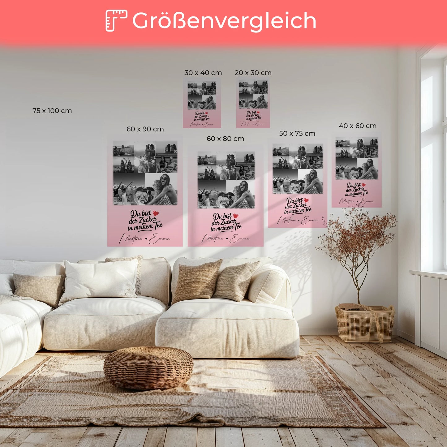 Beste Freundin Leinwand mit 8 Fotos und Herz Foto Du bist Zucker personalisiertes Geschenk 6