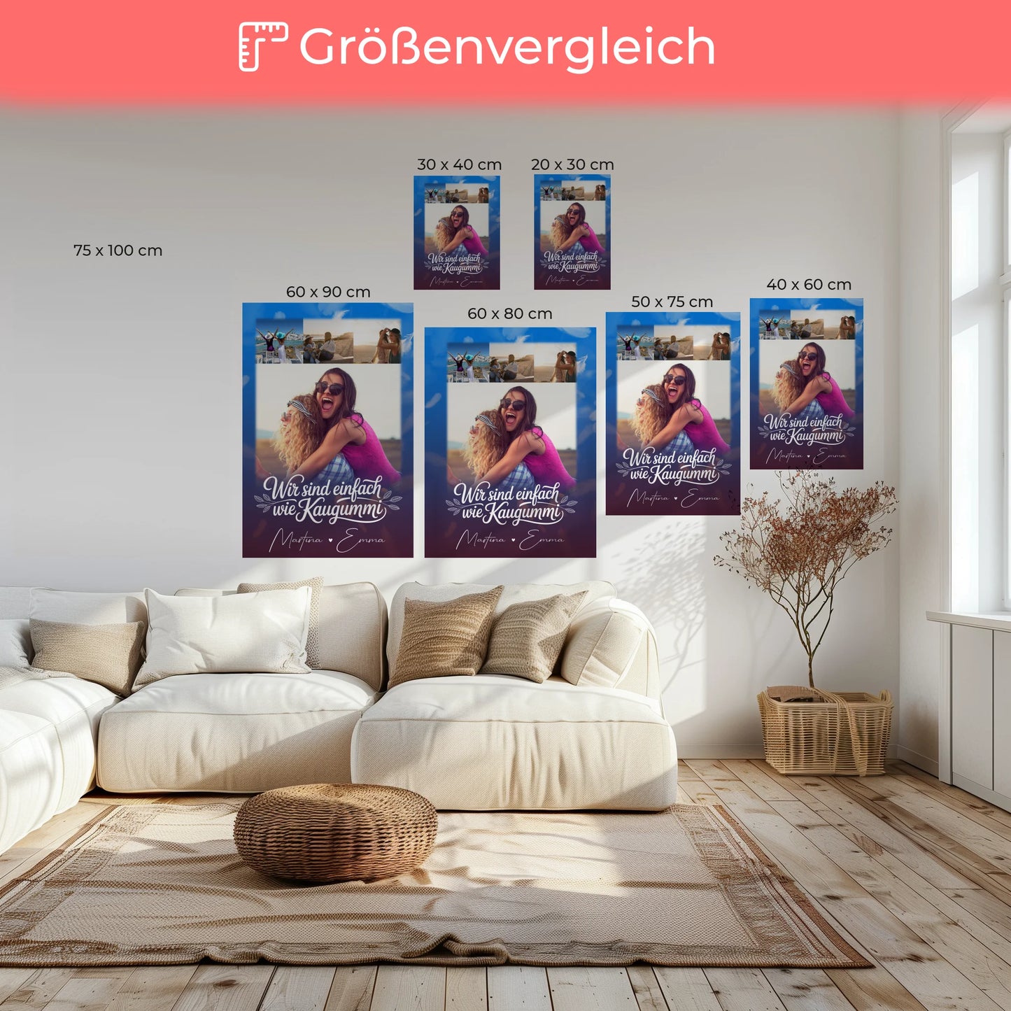 Personalisierte Leinwand beste Freundin mit 4 Fotos für Buusenfreundin Geschenkidee 6