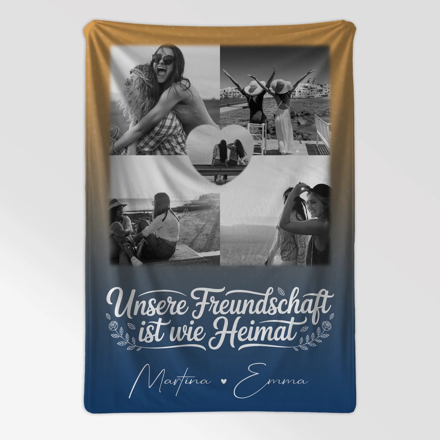 Personalisierte Kuscheldecke Mit Namen Und Motiv mit 4 Fotos und Herz Foto für Buusenfreundin 7