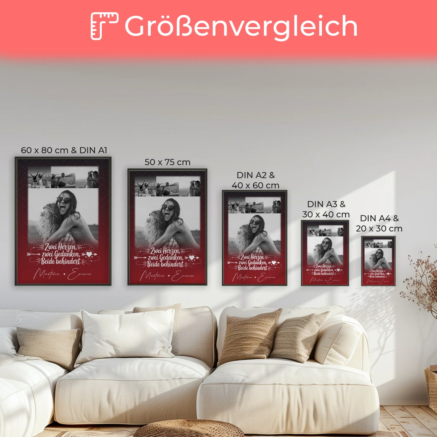Poster Freundschaft Personalisiert Mütter sind wie Knöpfe Geschenk für Mama mit 4 Fotos