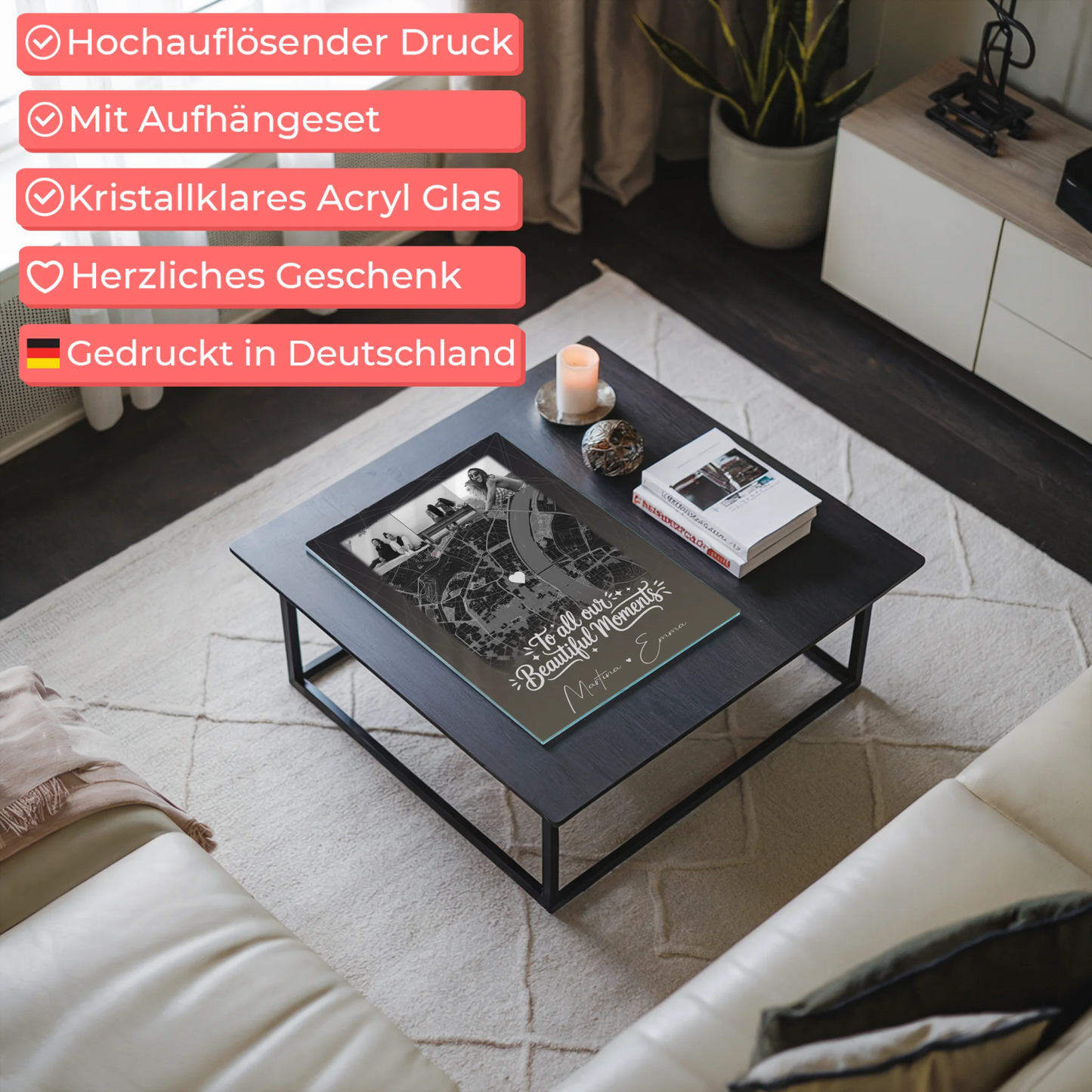 Personalisierte Geschenk beste Freundin mit 4 Fotos und Karte individuell gestaltet