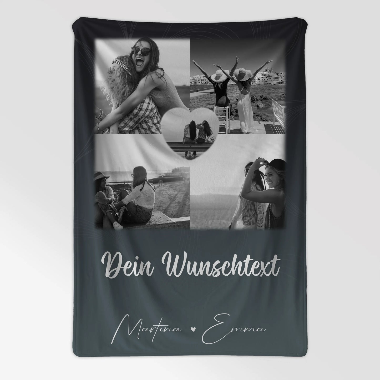 Decke beste Freundin mit 4 Fotos 1 Herz Wunschtext Buusenfreundin personalisiertes Geschenk 7