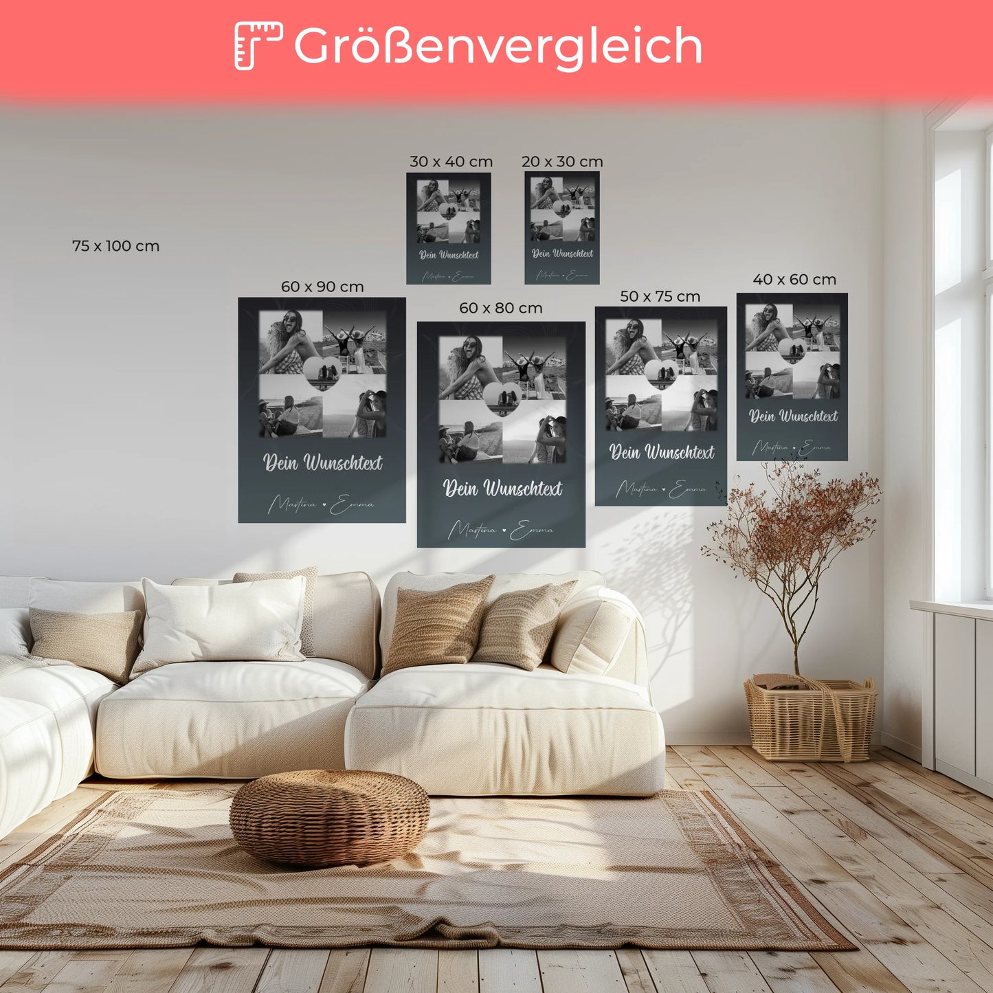 Leinwand beste Freundin mit 4 Fotos Herz Wunschtext Buusenfreundin 6