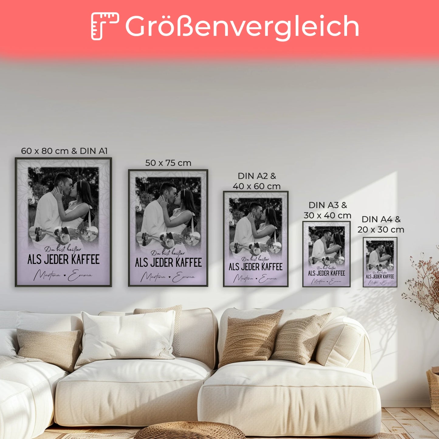 Partnerposter Personalisiert 1 Foto 3 Herzfotos Du Bist Heißer Als Jeder Kaffee