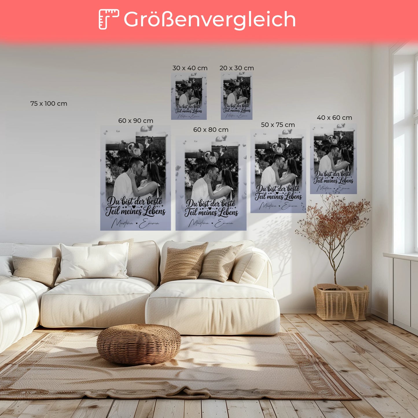Paar Leinwand mit 3 Fotos und Herz Foto Du bist der beste Teil 6