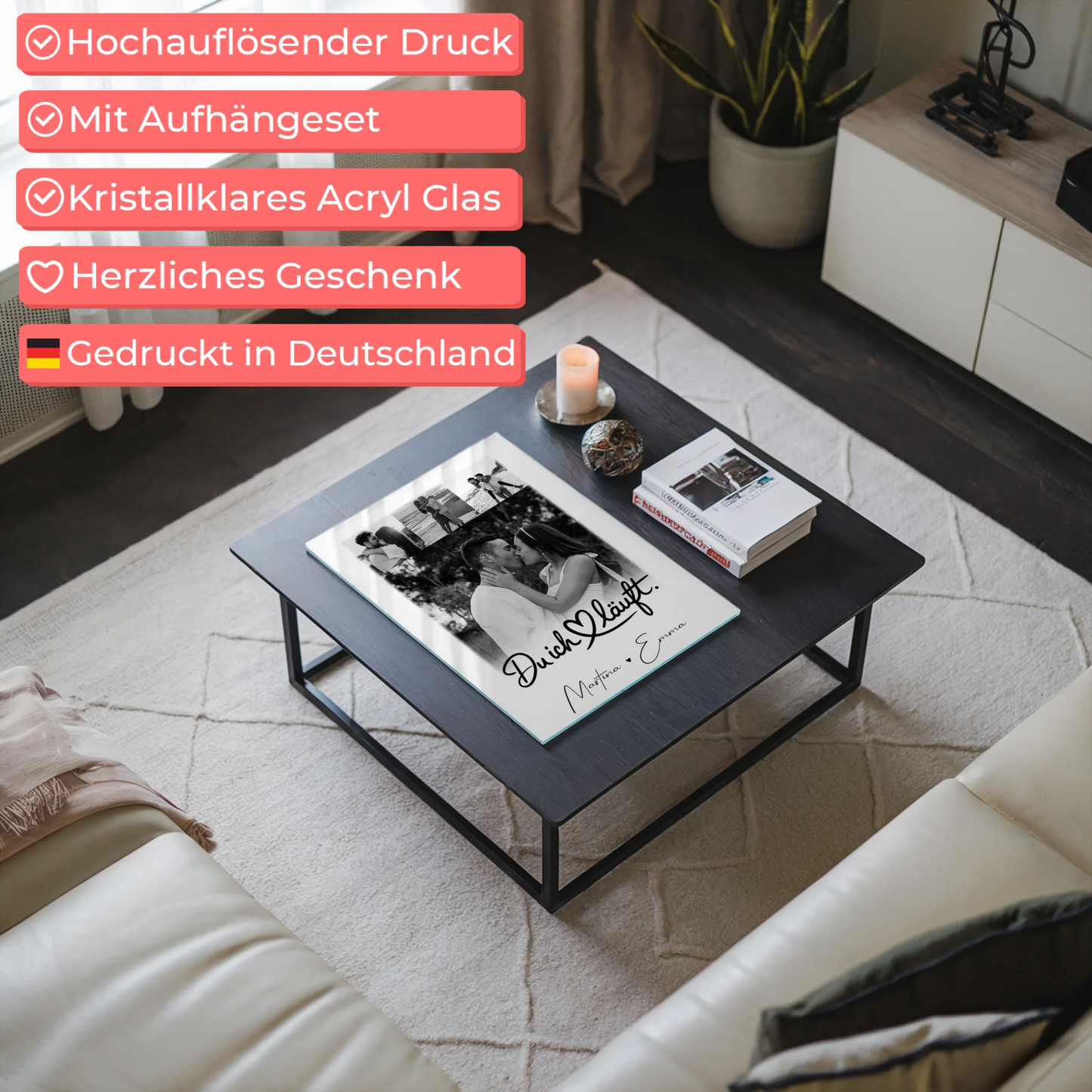 Personalisierte Acrylglas Mit Foto mit 4 Fotos Du Ich Läuft Geschenk für Freunde und Familie