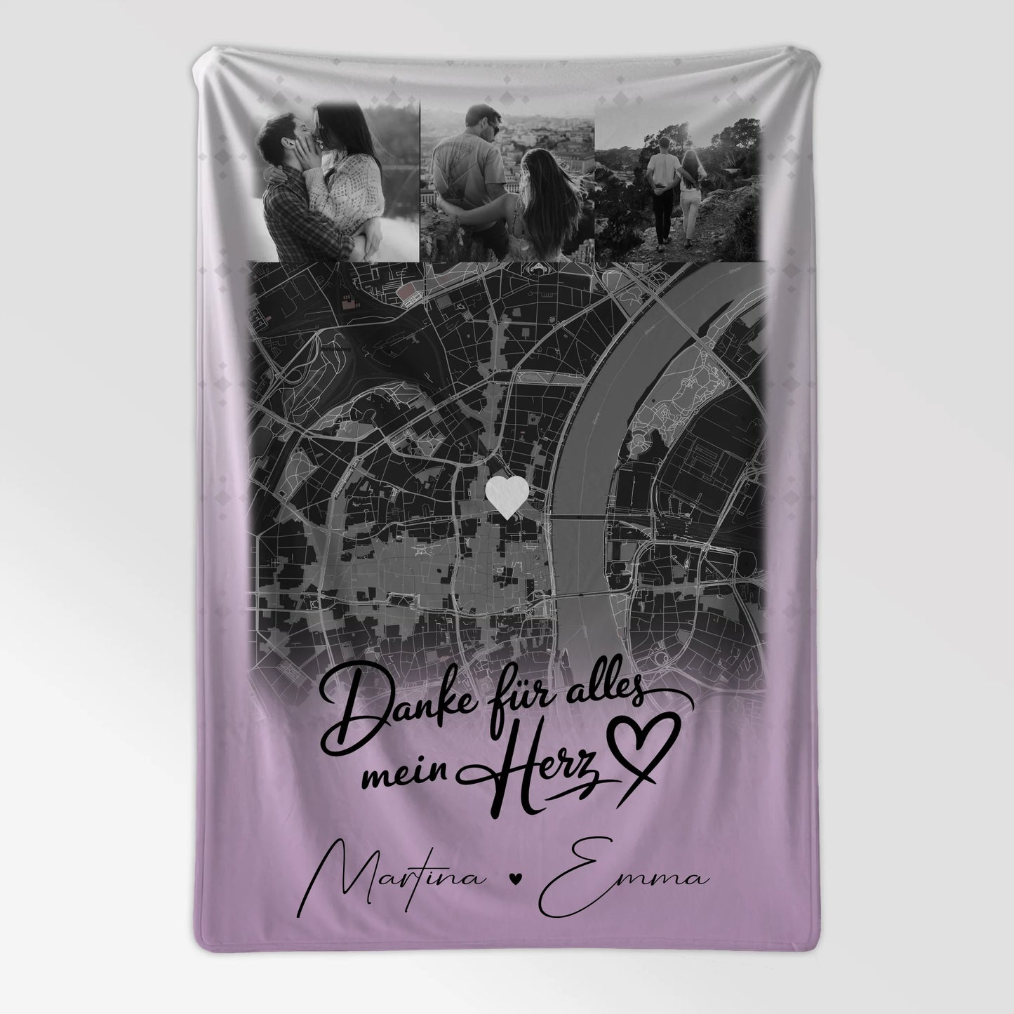 Personalisierte Kuscheldecke Mit Namen Und Motiv 4 Fotos Und Karte Danke Für Alles Mein Herz 7