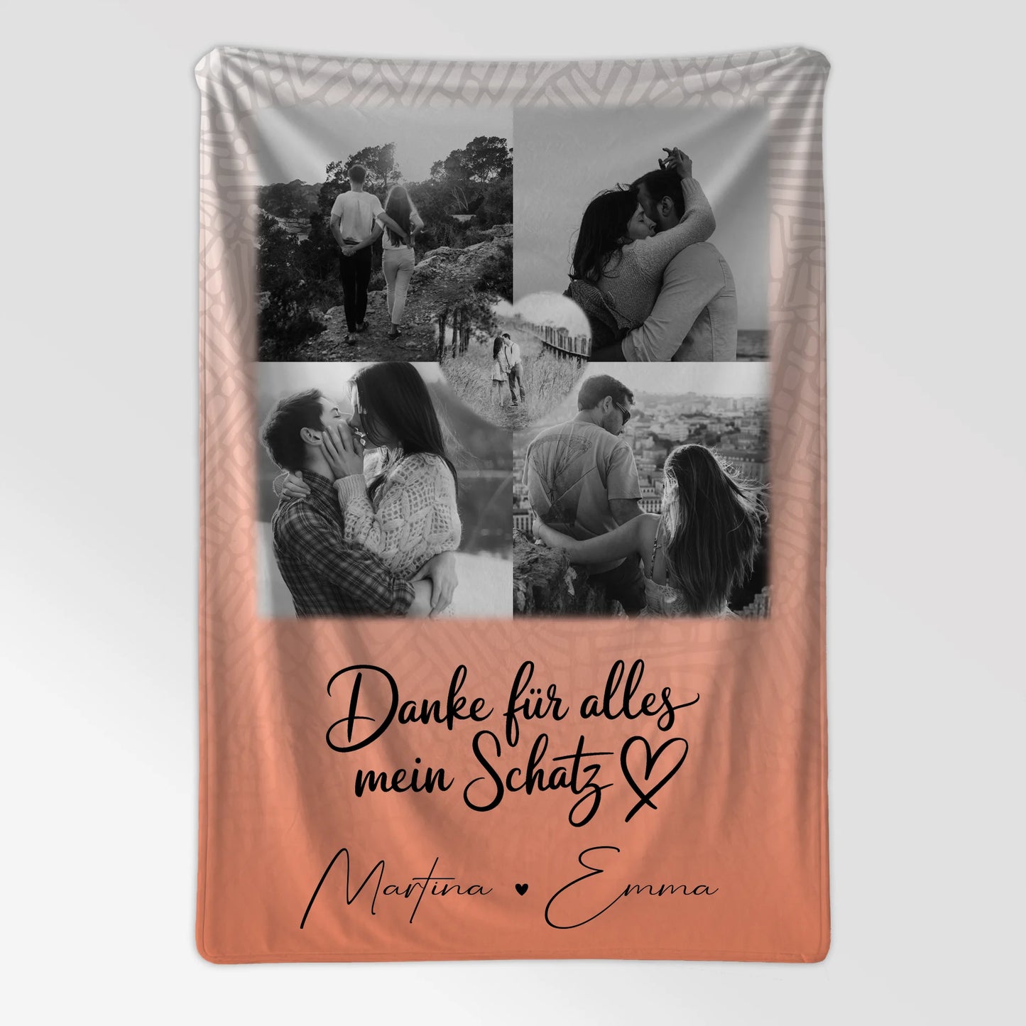 Personalisierte Namensdecke mit 4 Fotos und 1 Herz Foto Danke Für Alles Mein Schatz Geschenk 7