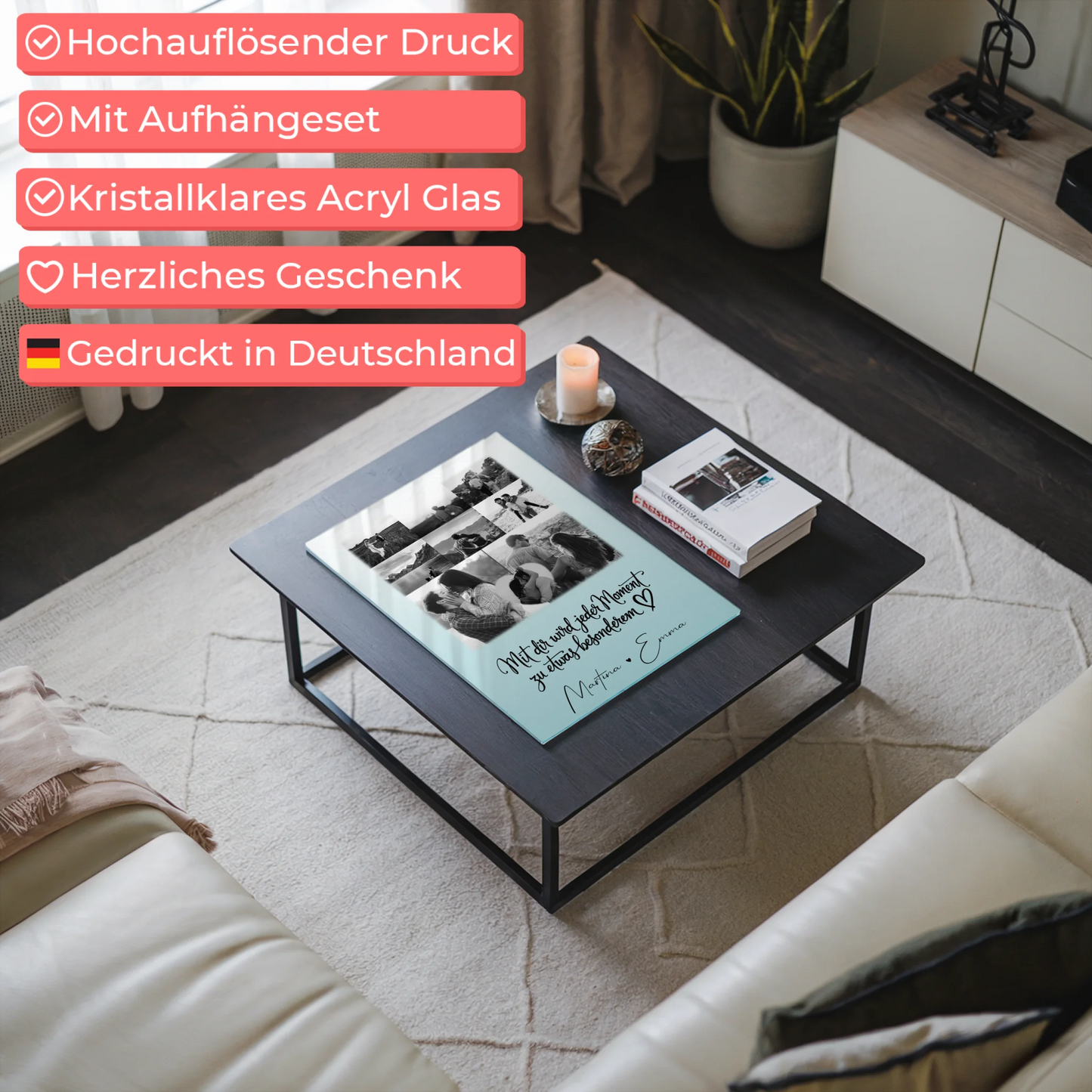 Acrylglas Mit Foto 8 Fotos und 1 Herz Foto Jeder Moment personalisiertes Geschenk