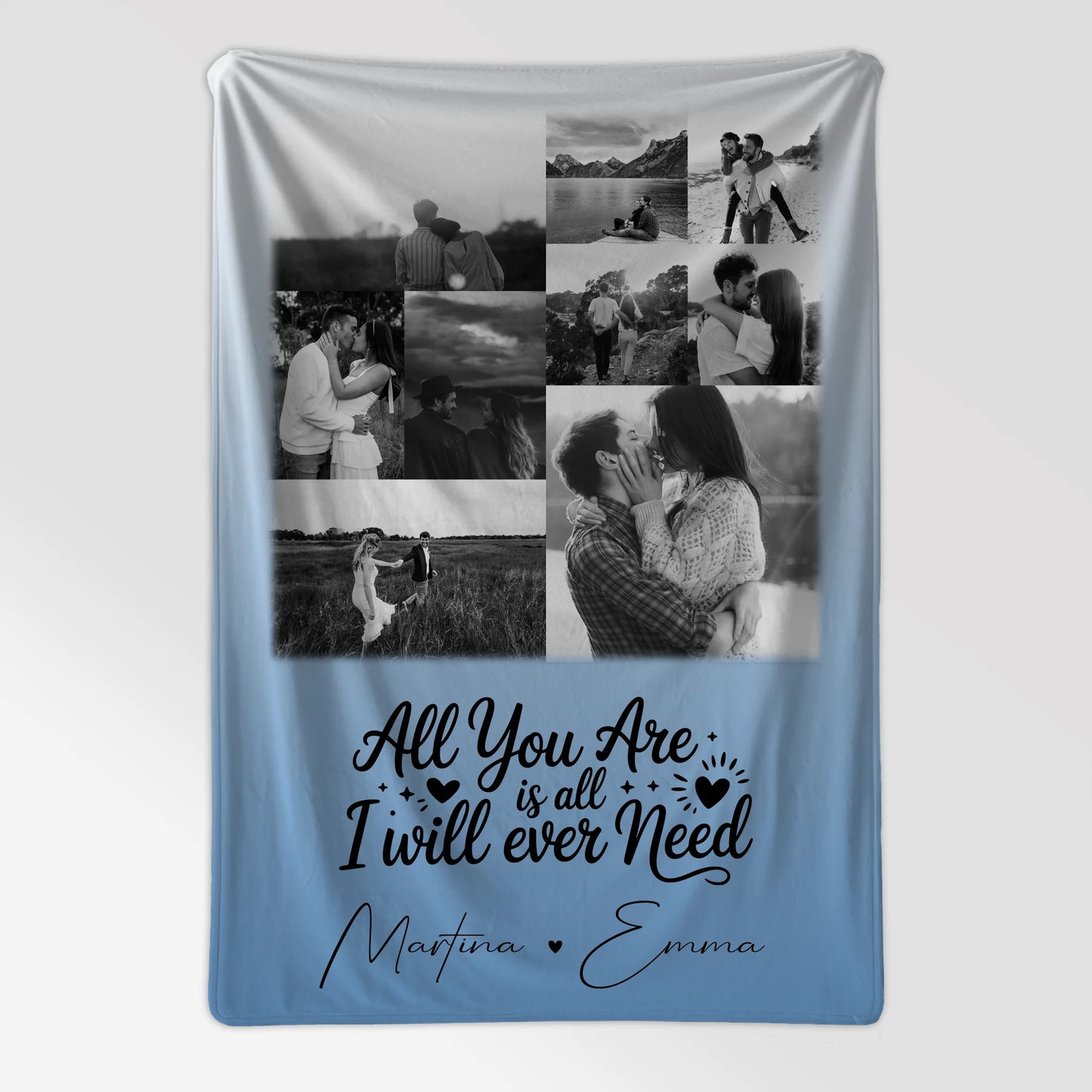 Personalisierte Namensdecke mit 9 Fotos All you are is all I will ever need 7