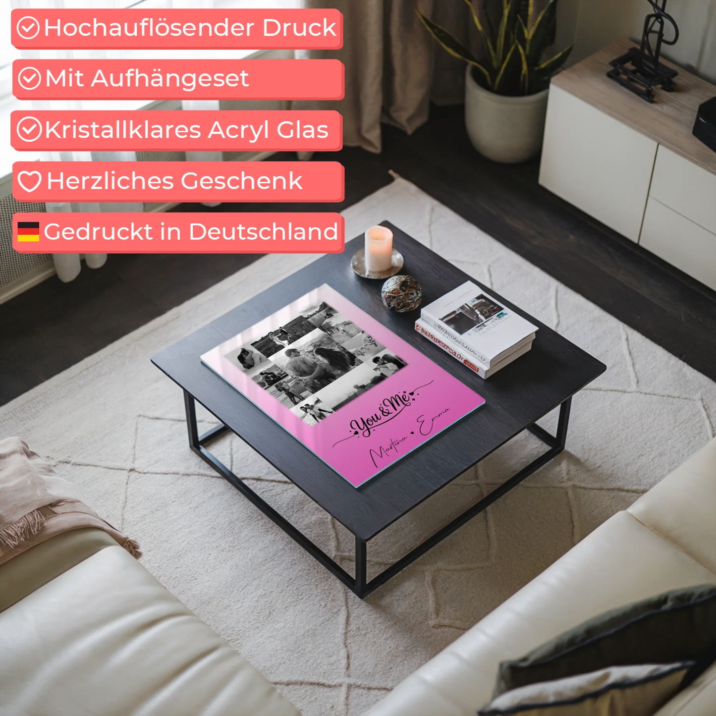 Personalisiertes Foto Acrylglas mit 11 Fotos You & Me Geschenk für besondere Momente