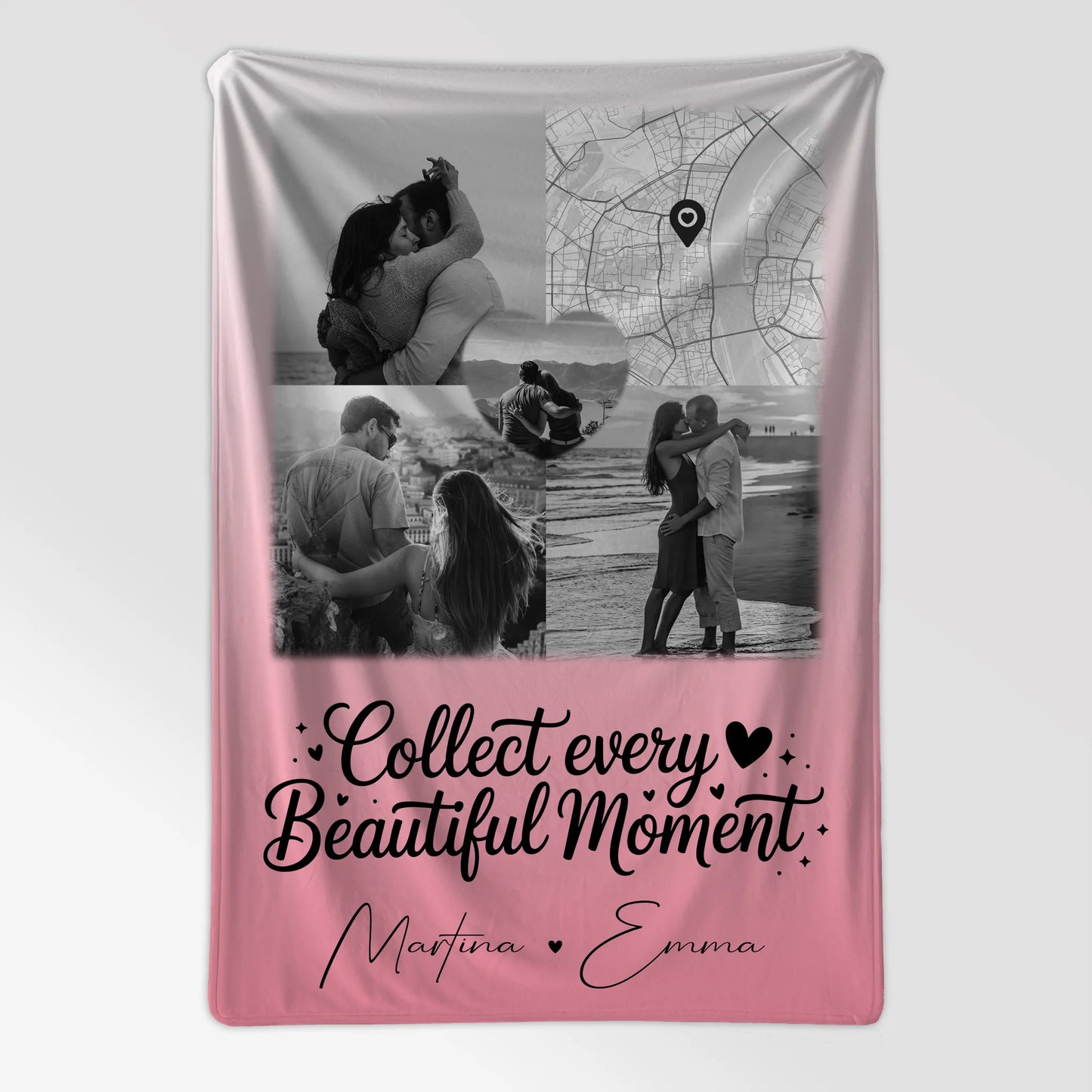 Personalisierte Kuscheldecke Mit Namen 3 Fotos 1 Herz Foto Karte Geschenkidee für Liebe 7