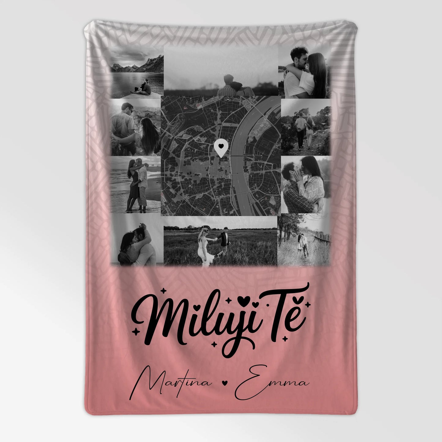 Personalisierte Kuscheldecke Mit Namen 10 Fotos und Karte in der Mitte Miluji tě Liebe auf Tschechisch 7