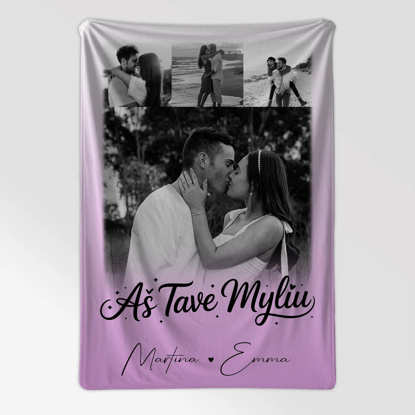 Personalisierte Kuscheldecke Mit Namen 4 Fotos Aš tave myliu Liebe auf Litauisch Geschenk 7