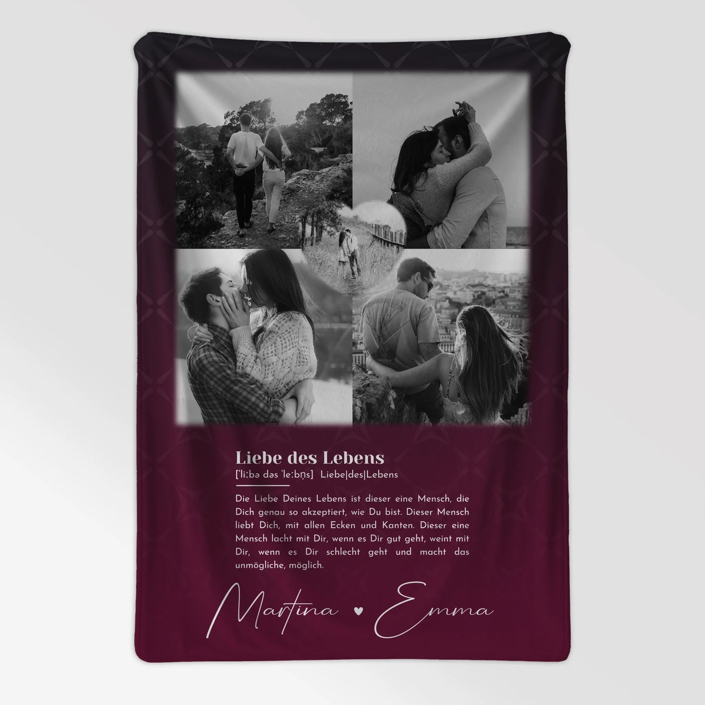 Decke Mit Namen 4 Fotos und 1 Herz Foto Ya tebya lyublyu Liebe auf Russisch 7