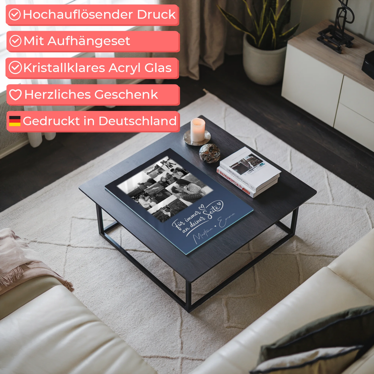 Personalisierte Acrylglas Mit Foto mit 9 Fotos Kocham cię Liebe auf Polnisch Geschenk