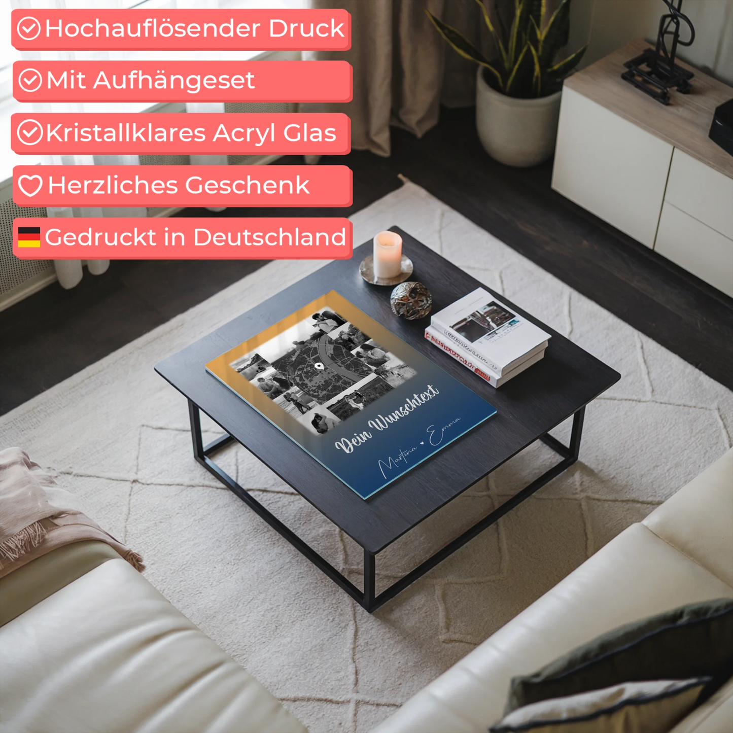 Personalisierte Foto Acrylglas mit 10 Fotos Karte Wunschtext TĂ« dua Liebe auf Albanisch