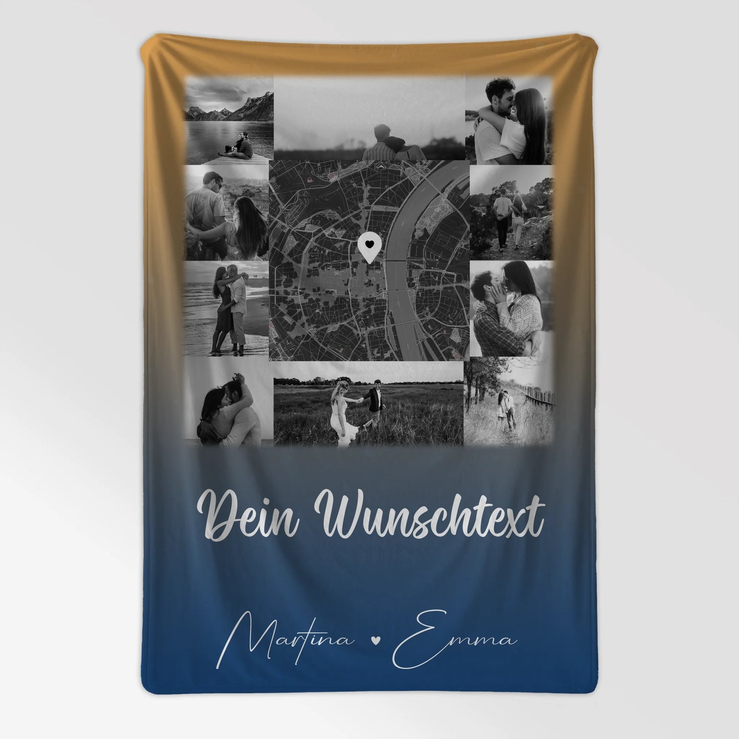 Personalisierte Namensdecke mit 10 Fotos Karte Wunschtext und Të dua Liebe auf Albanisch 7