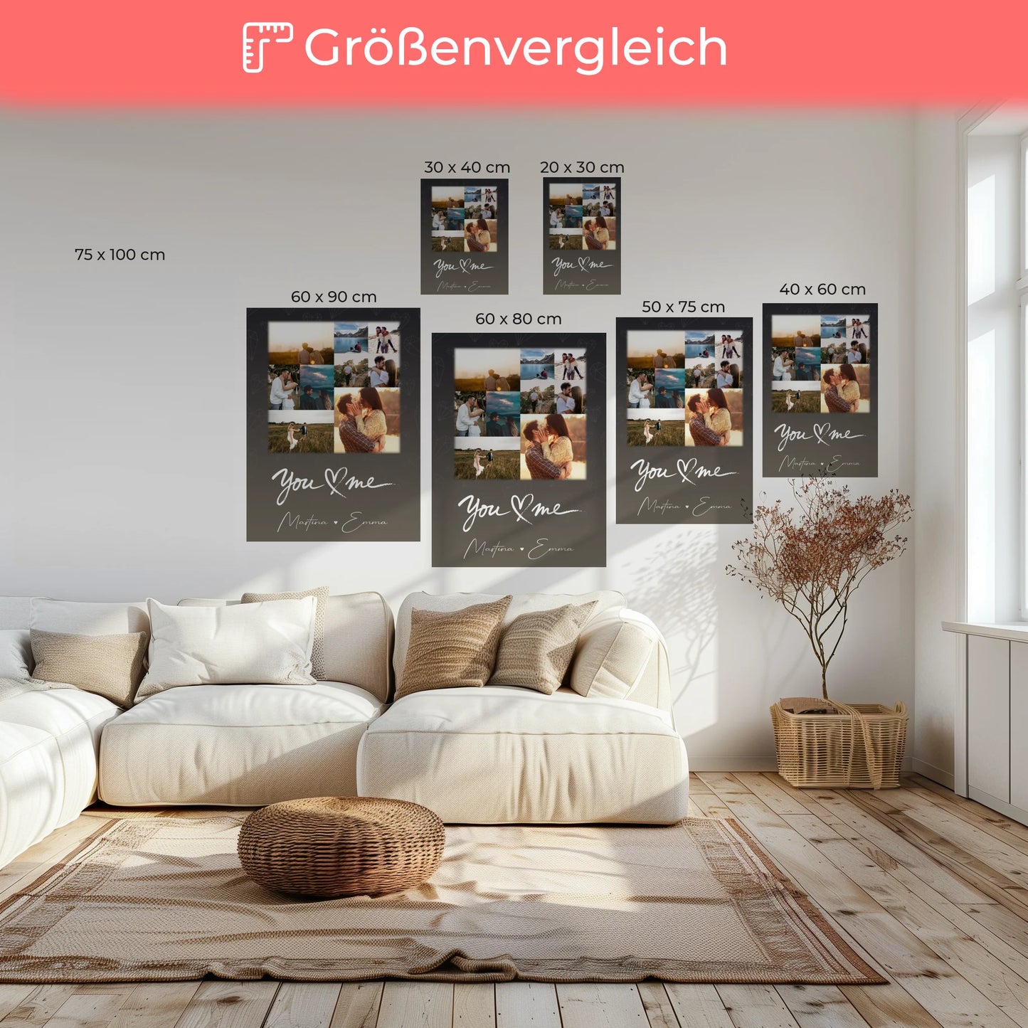 Personalisierte Leinwand Hochzeit mit 9 Fotos All Of Me Loves All Of You Geschenk