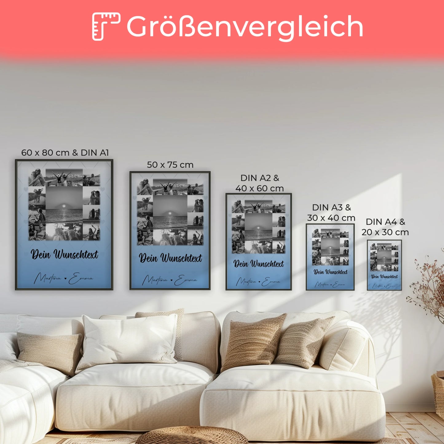 Personalisiertes Poster Schwester als Fotocollage mit 11 Fotos und Wunschtext Geschenk