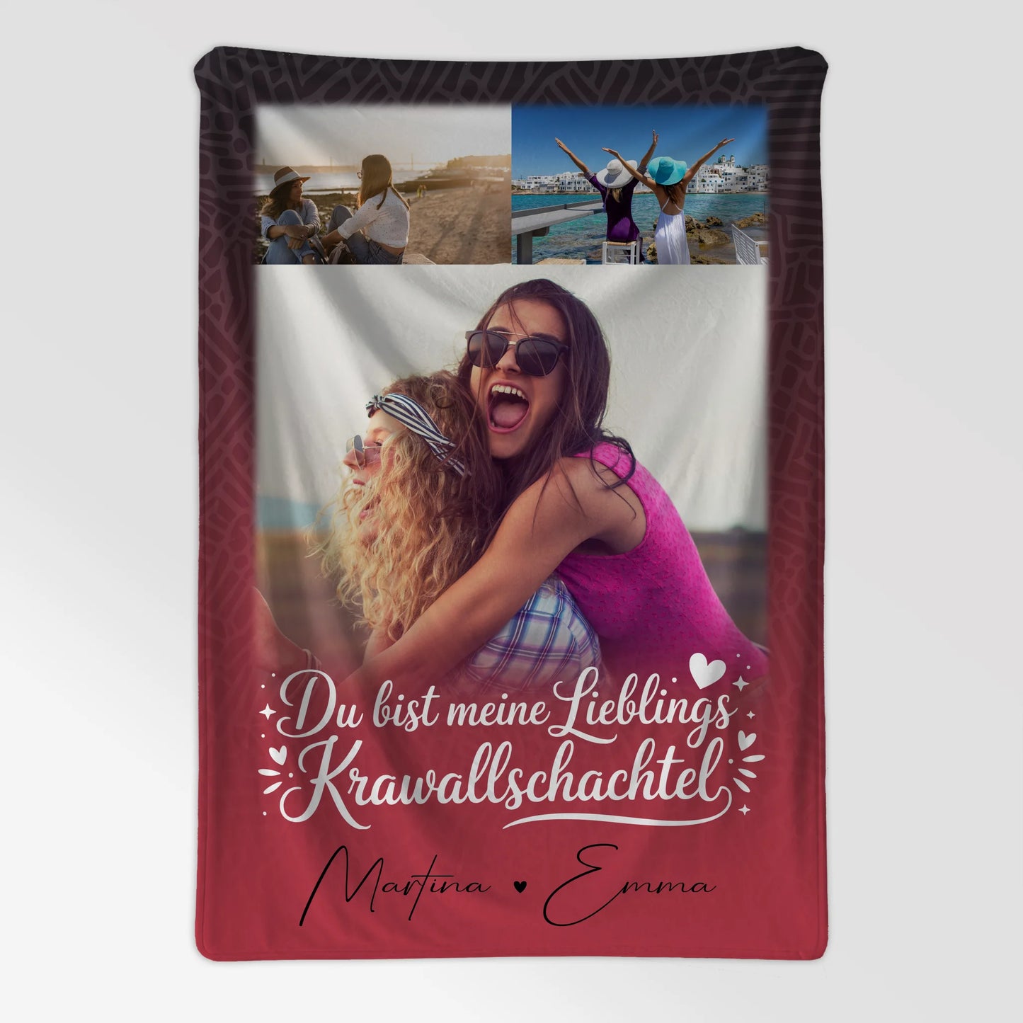 Personalisierte Decke Mit Namen mit 3 Fotos und Lieblings Krawallschachtel für einzigartige Geschenke 7