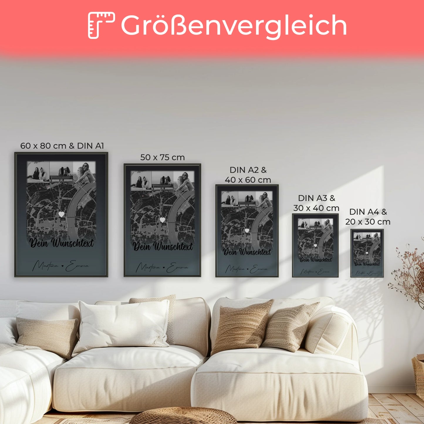 Geschwister Poster Personalisiert 4 Fotos Karte Wunschtext Geschenk für dein Schwesterherz