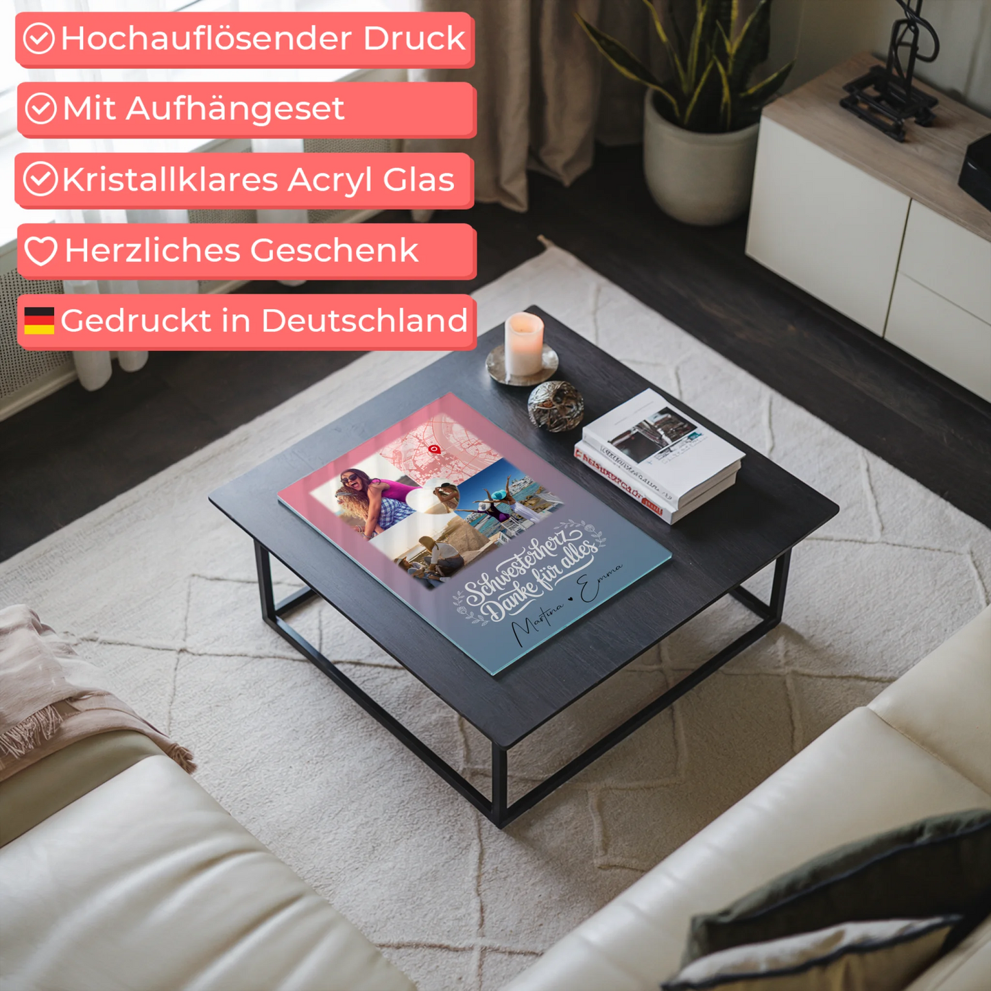 Personalisierte Geschenke mit Foto Mit Acrylglas 3 Fotos 1 Herz Foto Karte