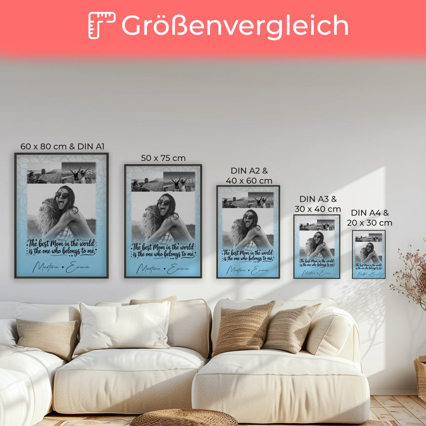 Mutter Poster mit 3 Fotos Ein Leben lang an deiner Seite