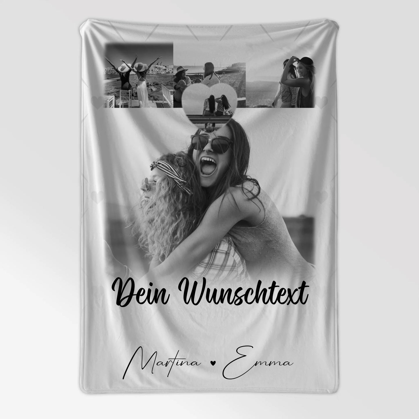 Personalisierte Kuscheldecke für Mama mit 4 Fotos 1 Herz Wunschtext Einfach so 7