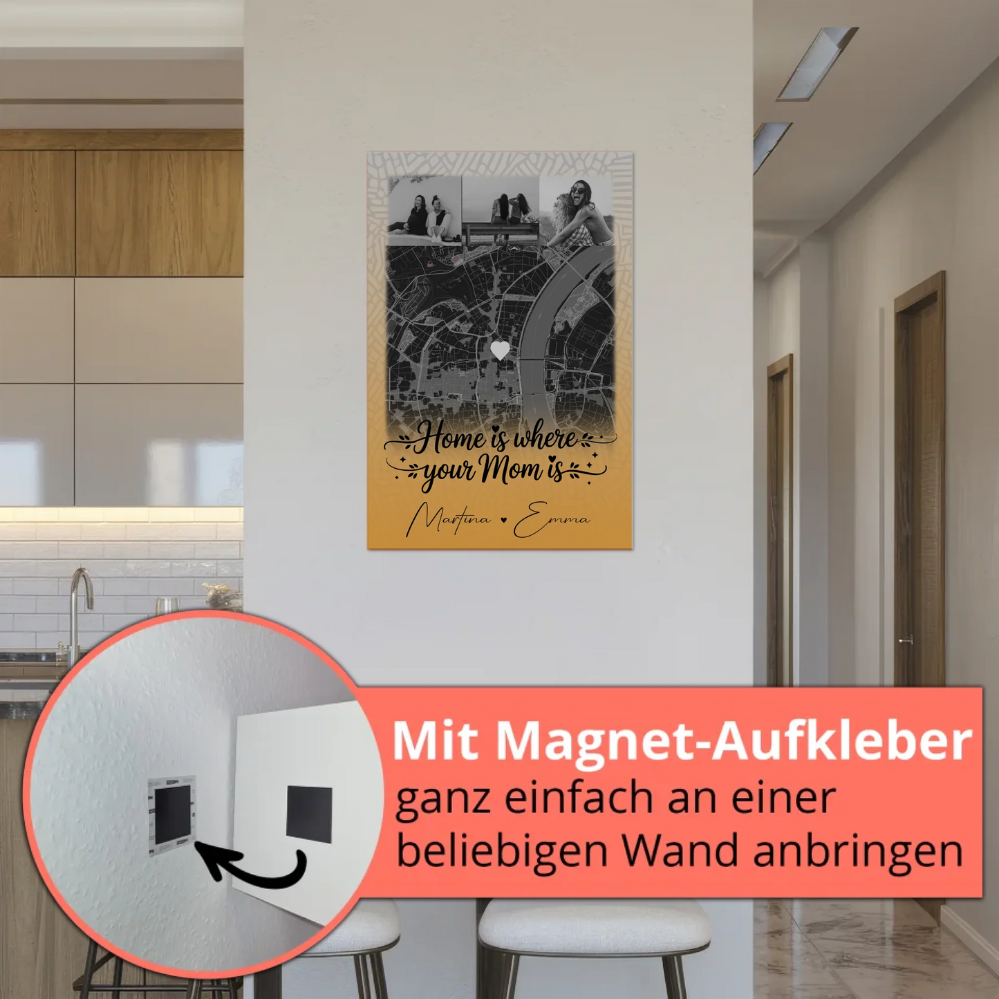 Mama Plakat mit 4 Fotos und Karte Zusammen einfach unertrÀglich personalisiertes Geschenk
