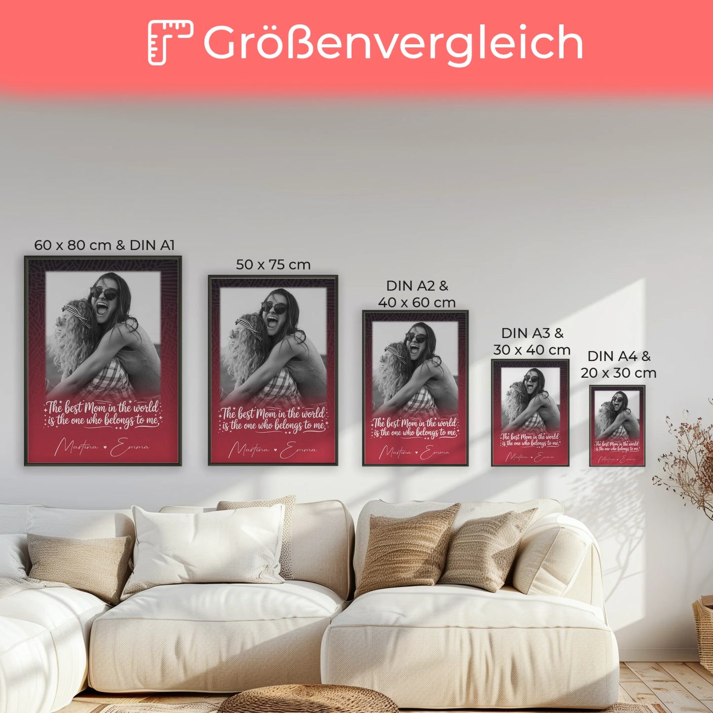 Poster Mama Tochter personalisiert mit 1 Foto als liebevolles Geschenk einfach so