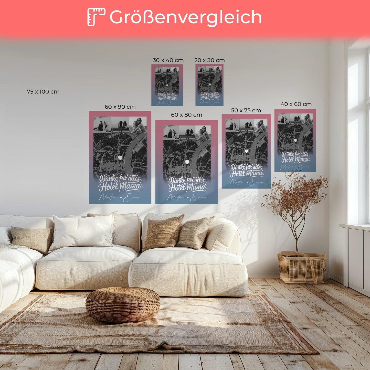 Mama Leinwand mit 4 Fotos und Karte Personalisiertes Geschenk Einfach mal Danke sagen 6