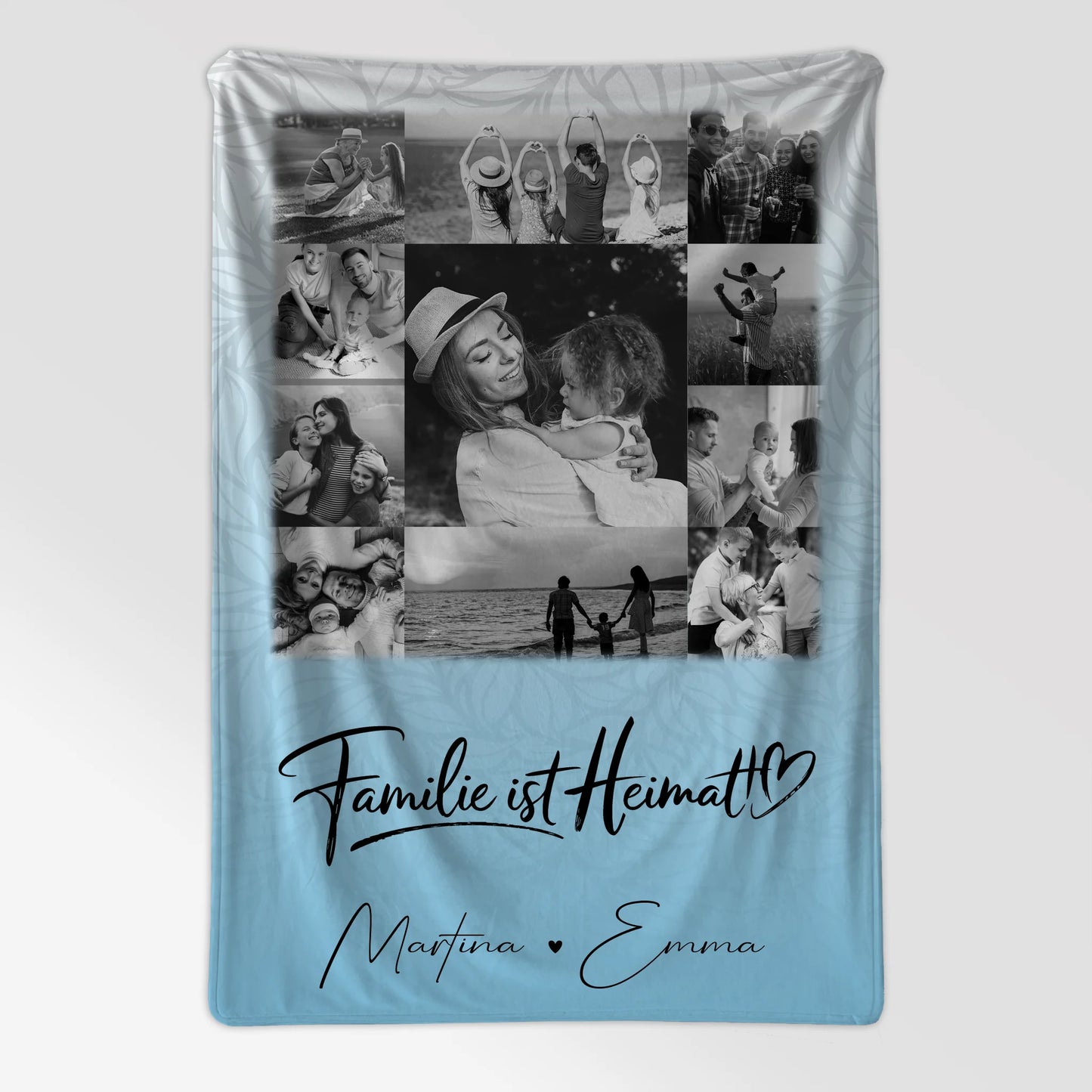 Personalisierte Namensdecke mit 11 Fotos Familie Ist Heimat Geschenk für Zuhause 7