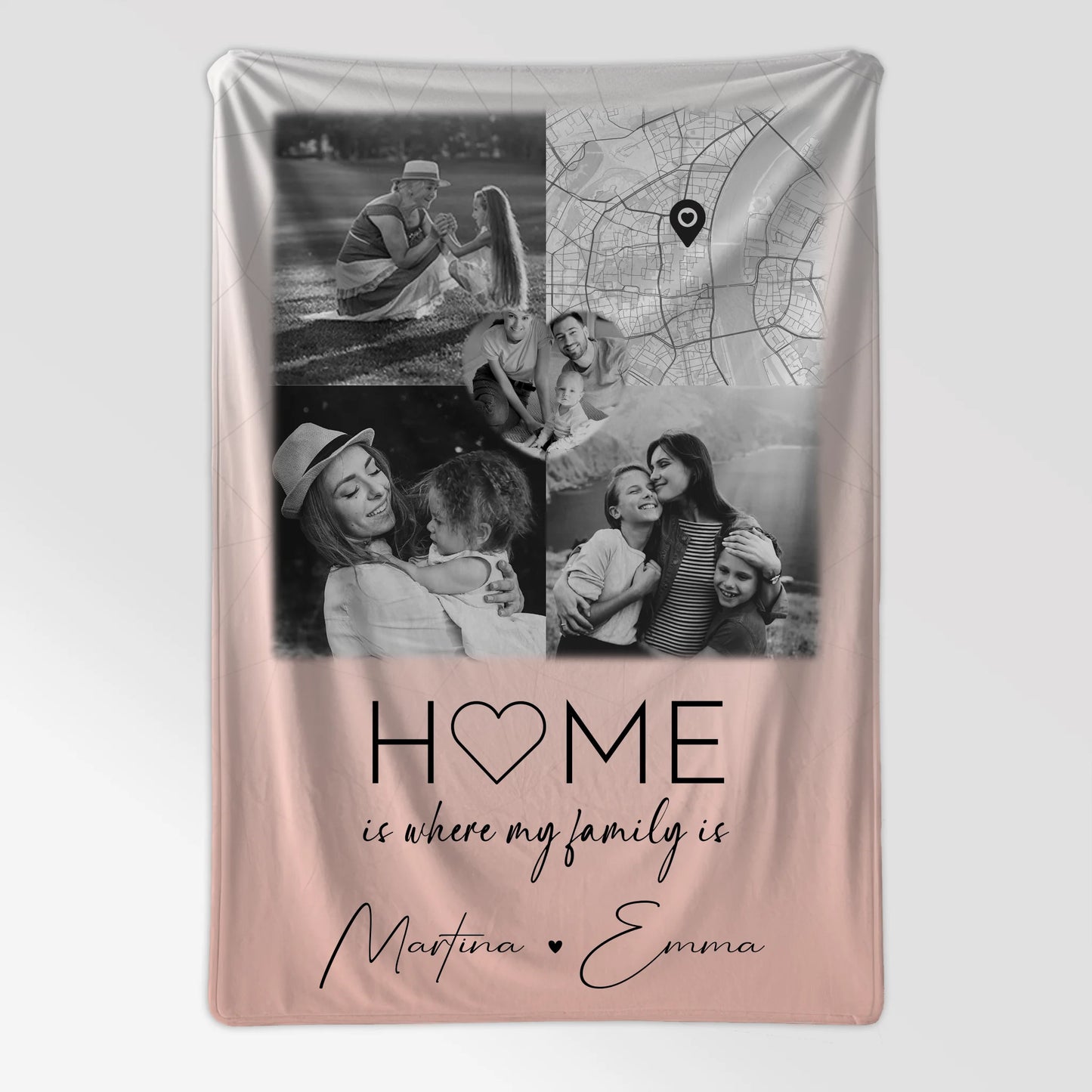 Decke Mit Namen 3 Fotos 1 Herz Foto Karte Personalisiertes Geschenk für Familie Where My Family Is 7