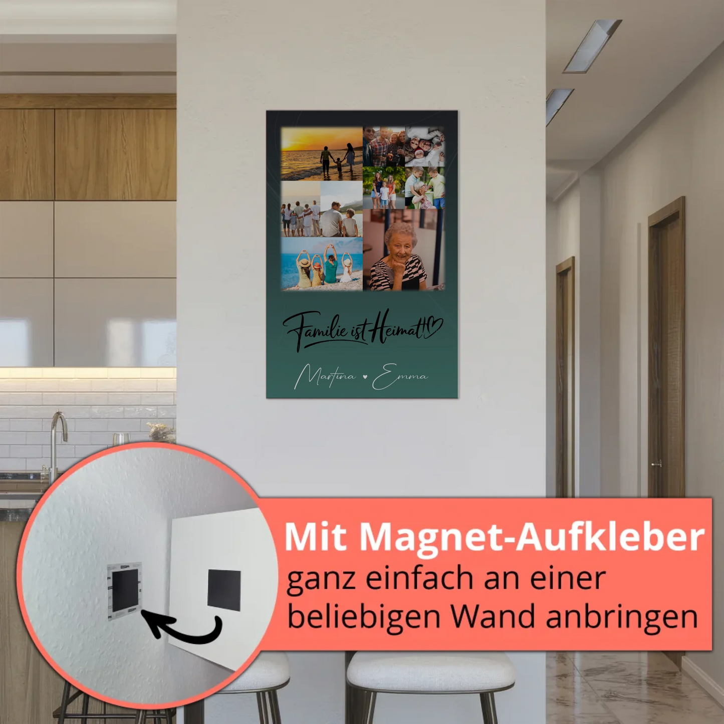 Wandbild Familie Personalisiert mit 9 Fotos Familie ist Heimat Geschenk