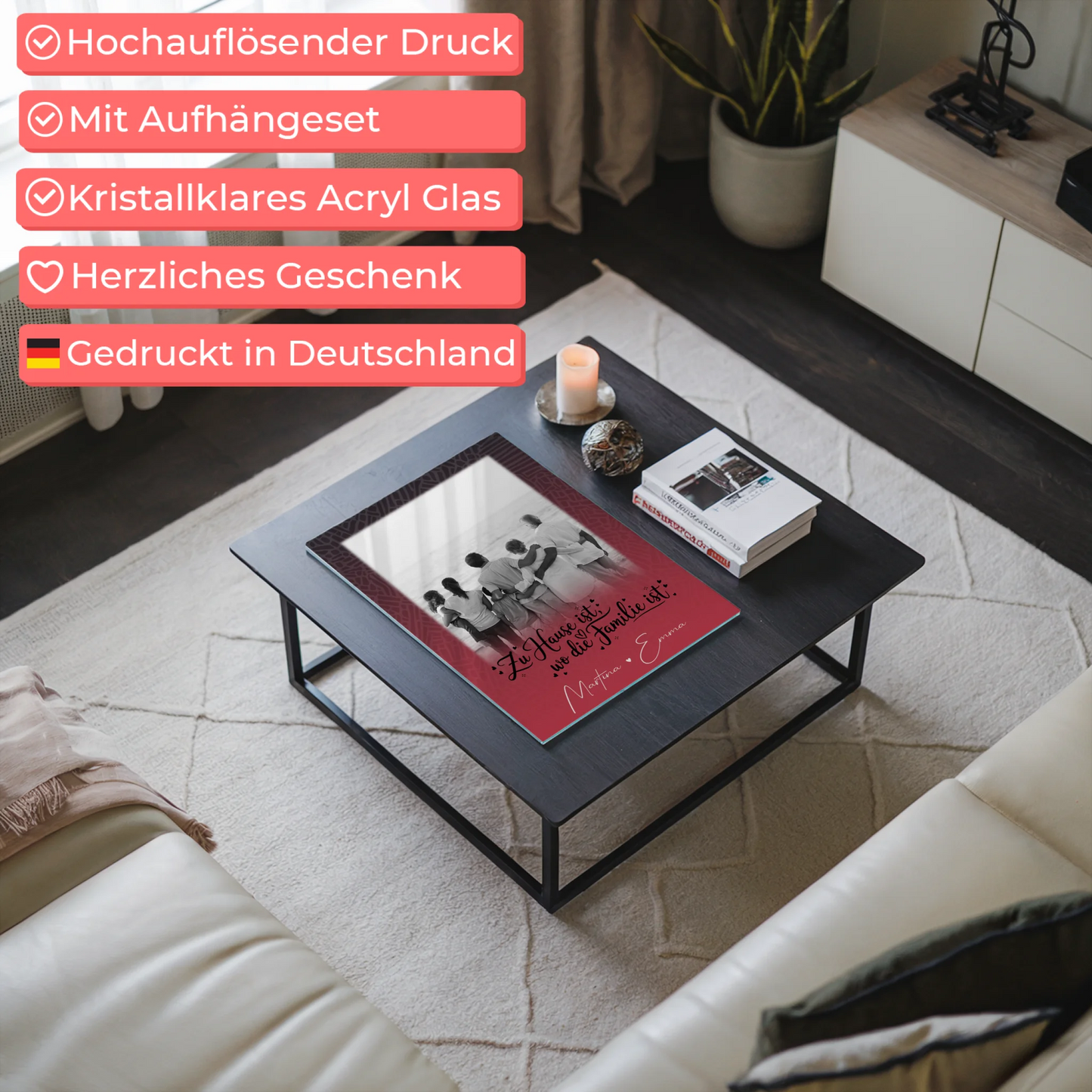 Familienbild Personalisiert Acrylglas Bild 1 Foto Zu Hause ist eine schöne Geschenkidee