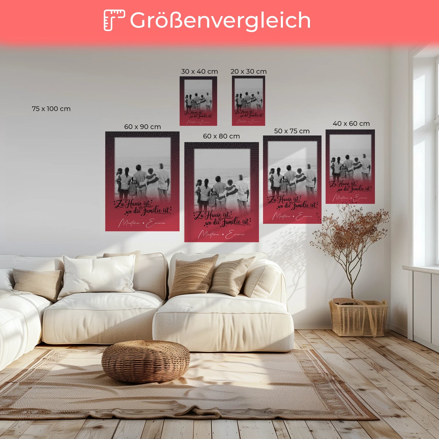 Familien Leinwand Personalisiert mit 1 Foto Zu Hause ist der Ort der Liebe 6