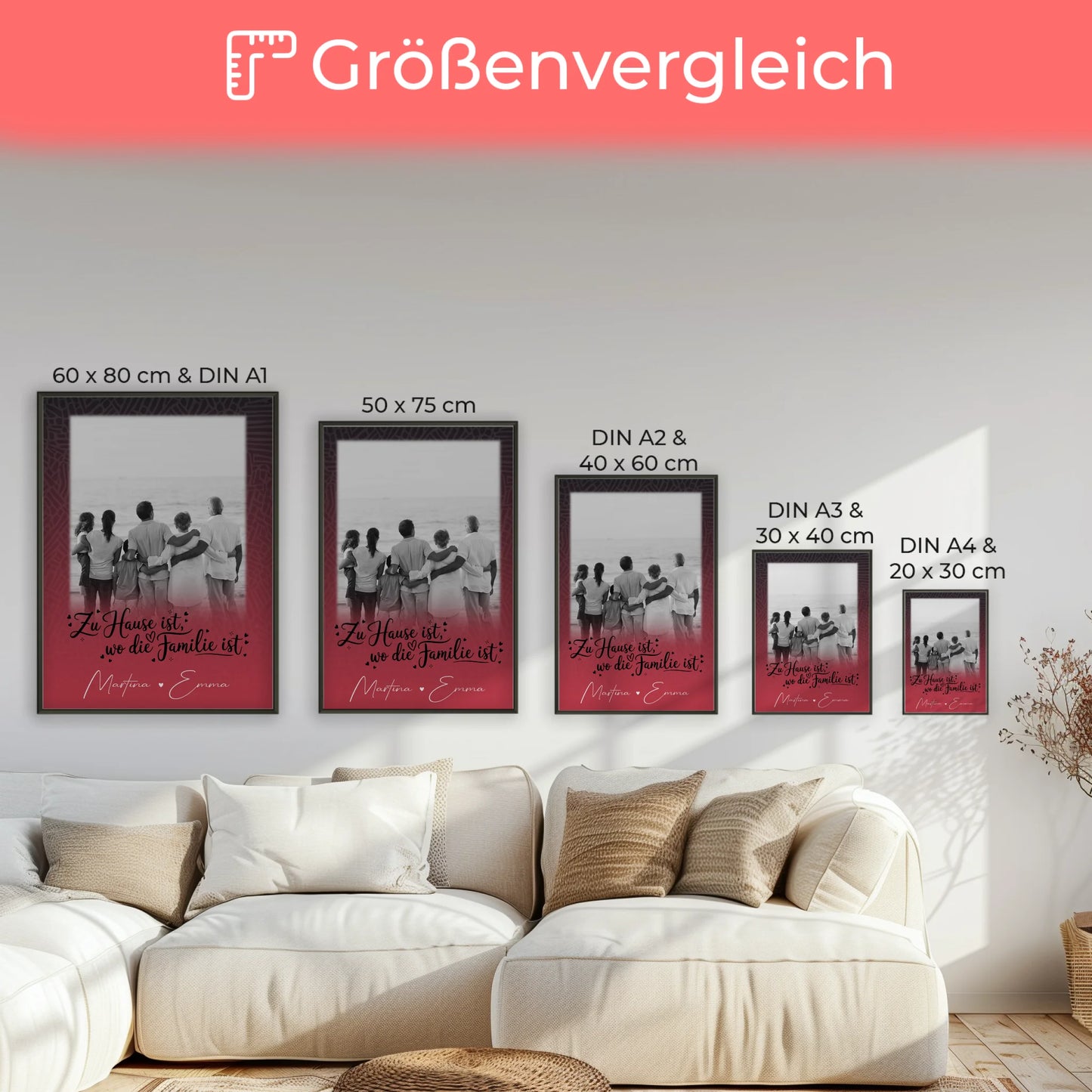 Poster Familie Mit Namen Zu Hause ist wo die Liebe wohnt mit 1 Foto