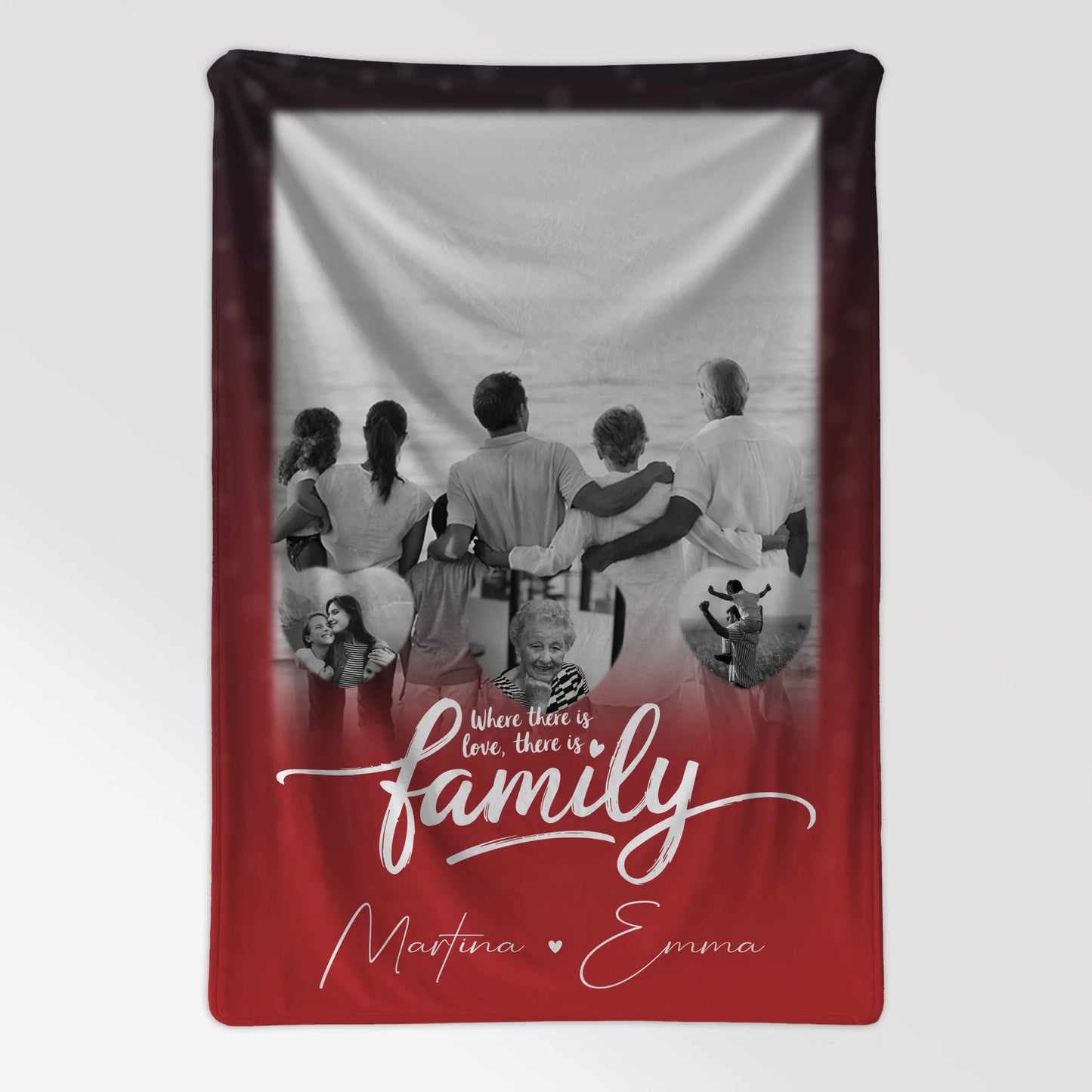 Decke Mit Namen 1 Foto und 3 Kleine Herz Fotos Family personalisiertes Geschenk 7
