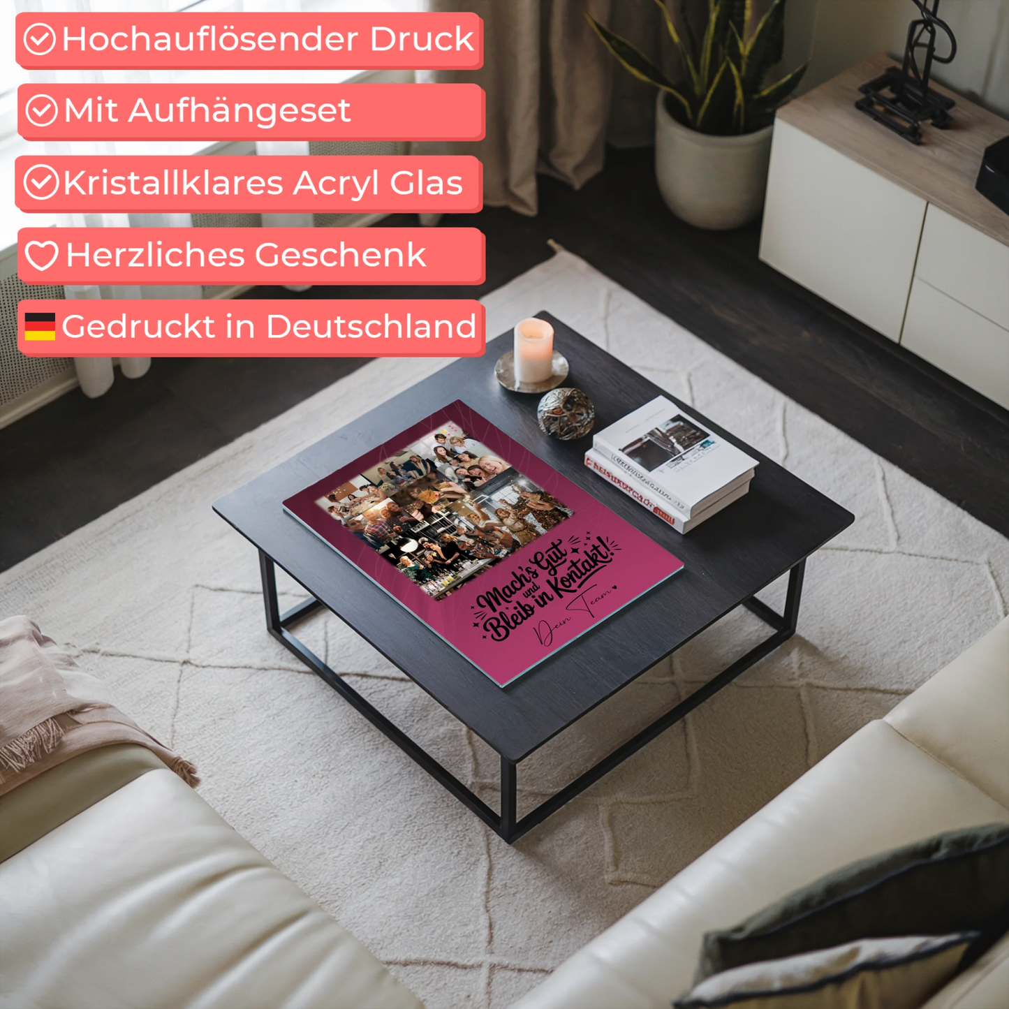 Personalisierte Geschenke mit Foto Mit Acrylglas 8 Fotos und 1 Herz Foto Halb so chaotisch und halb so schön