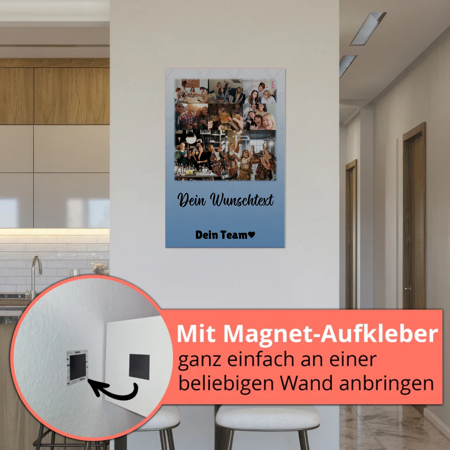 Personalisiertes Fotoboard Magnet Wandbild mit 8 Fotos Herz Wunschtext Du bist mein Komisch