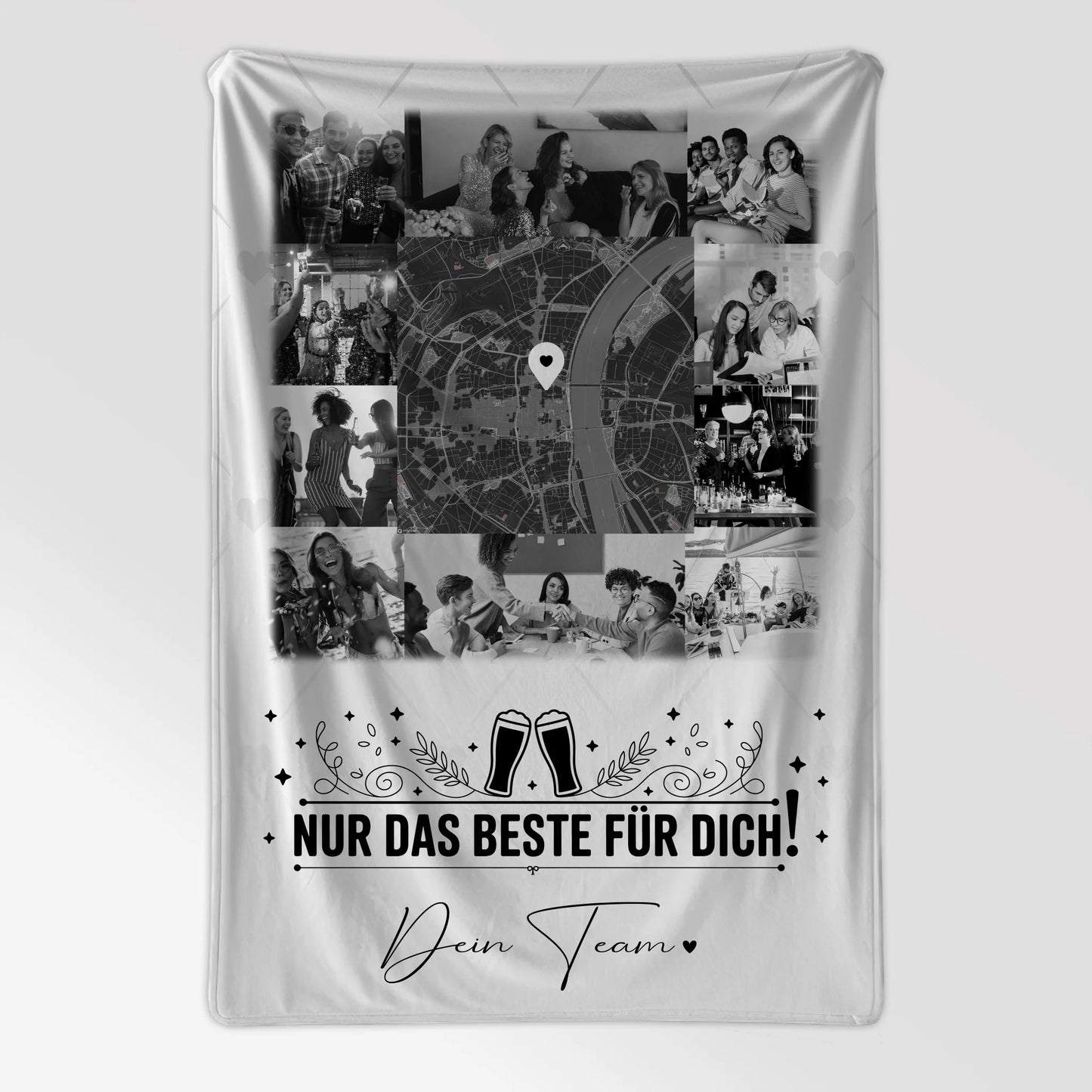 Personalisierte Decke Mit Namen 10 Fotos und Karte in der Mitte Für immer im Herzen 7