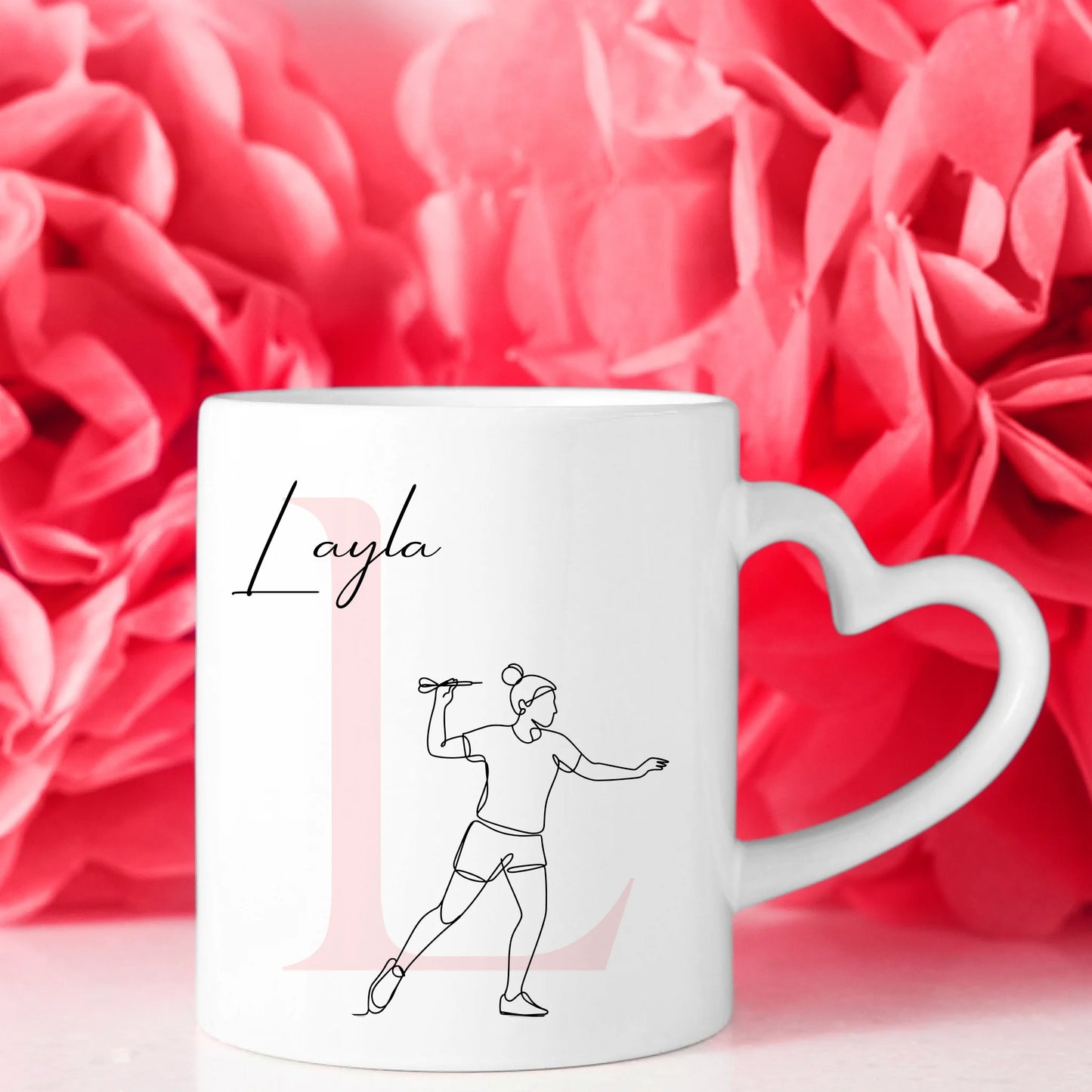 Personalisierte Tasse Mit Name Lineart Dartspielerin Dart Geschenk 8
