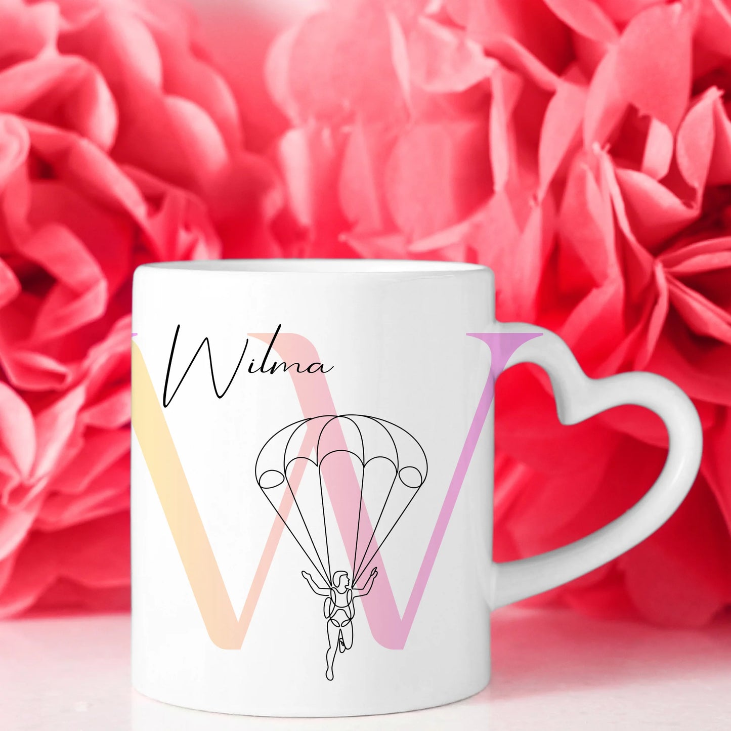 Personalisierte Tasse Mit Name Lineart Fallschirmspringerin Fallschirmspringen Geschenk 8