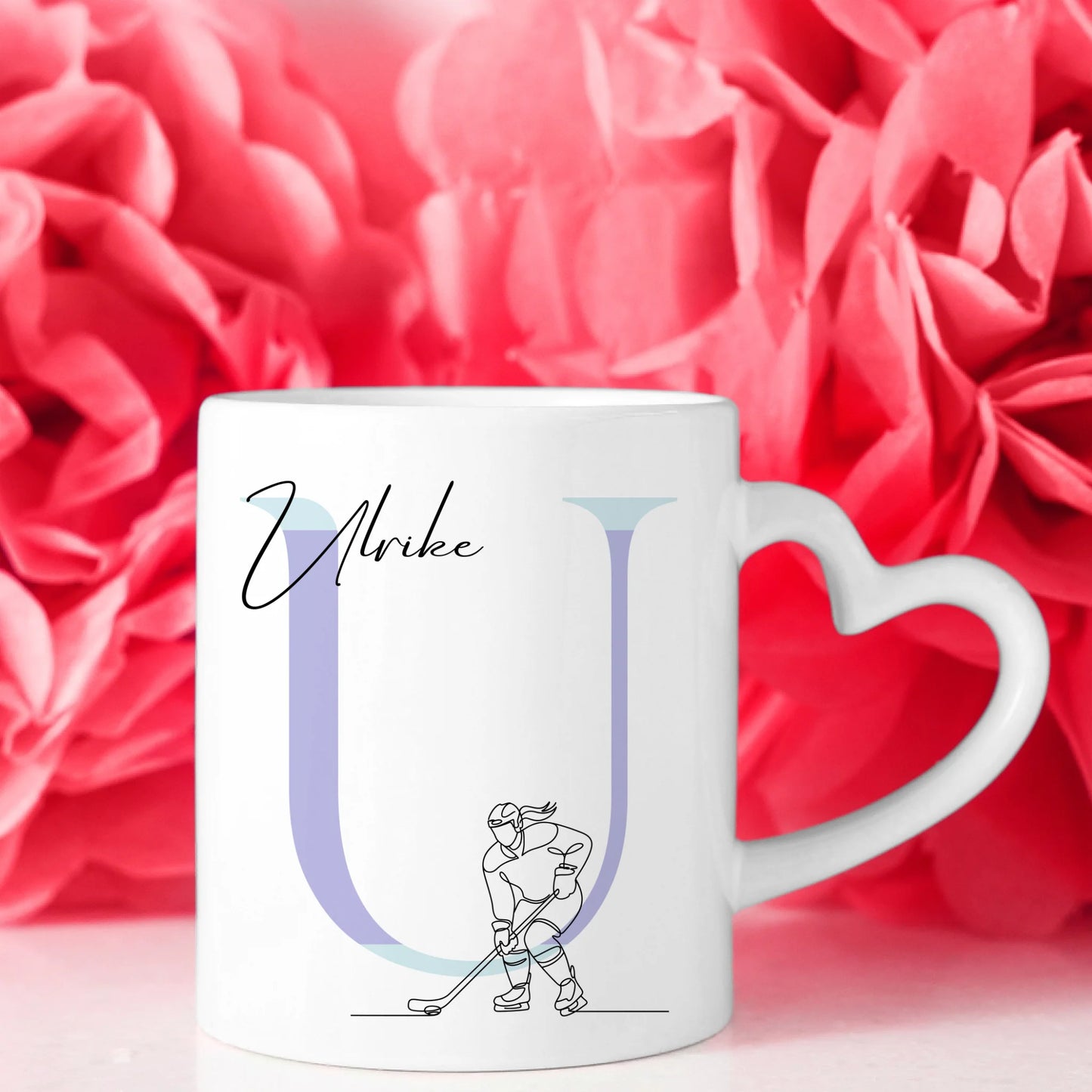 Personalisierte Tasse Mit Name Lineart Eishockeyspielerin Eishockey 8