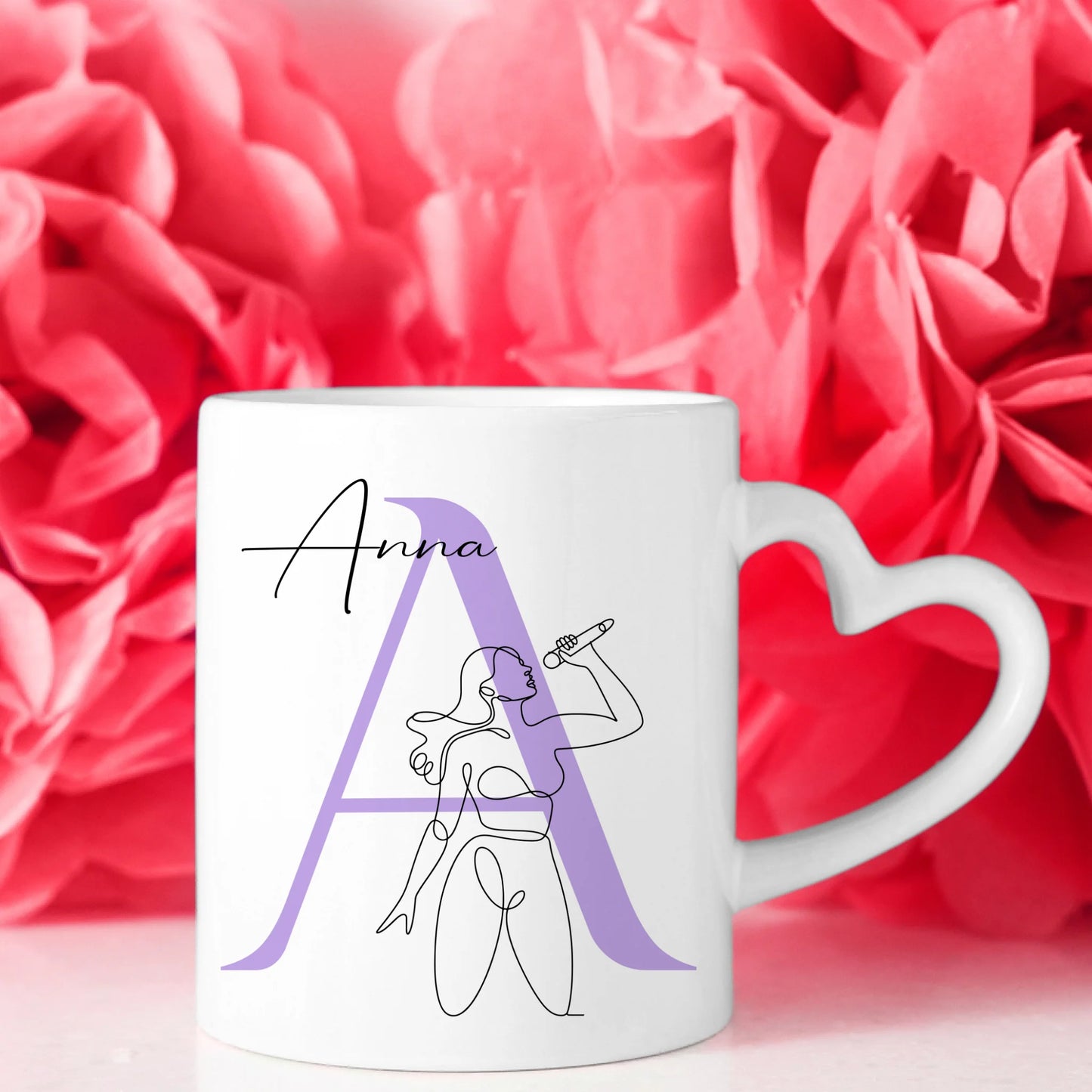 Personalisierte Tasse Mit Name Lineart SĂ€ngerin Gesang Geschenk fĂŒr Musikliebhaber 8